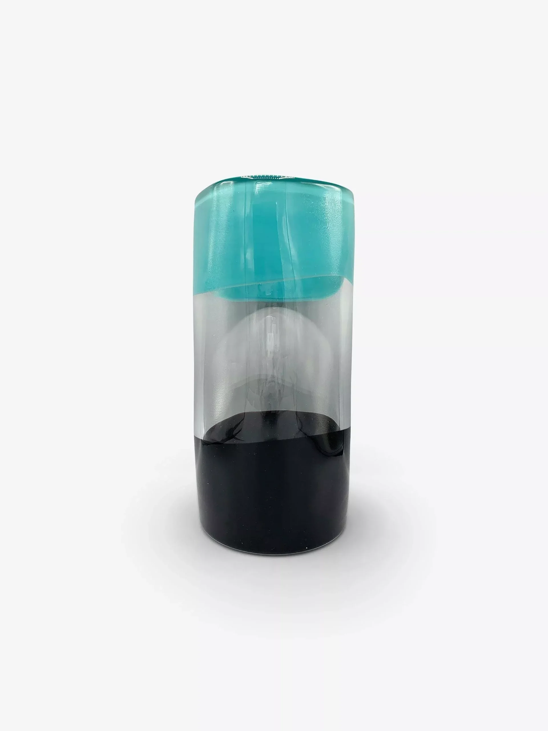 Ichnos A Black Turquoise Glass Vase