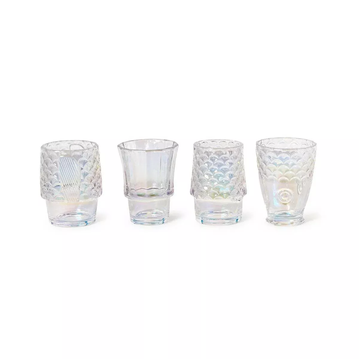 Iridescent Stackable Fish Glasses, Gift Boxed Set of 4