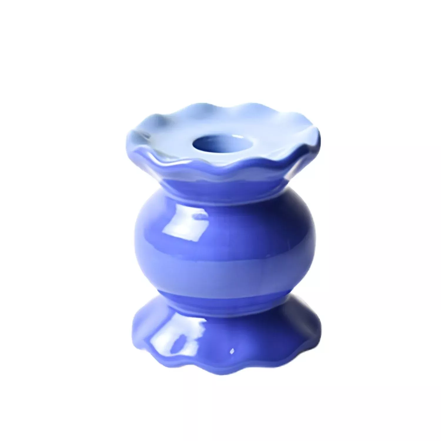 Iris Blue Small Ruffle Candle Holder