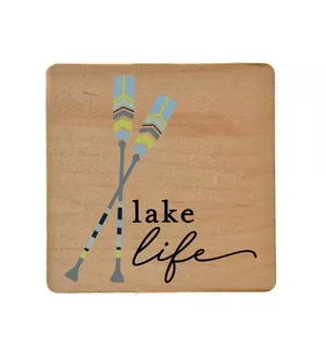 Lake Life Wood Coaster with Cork Back- COA019