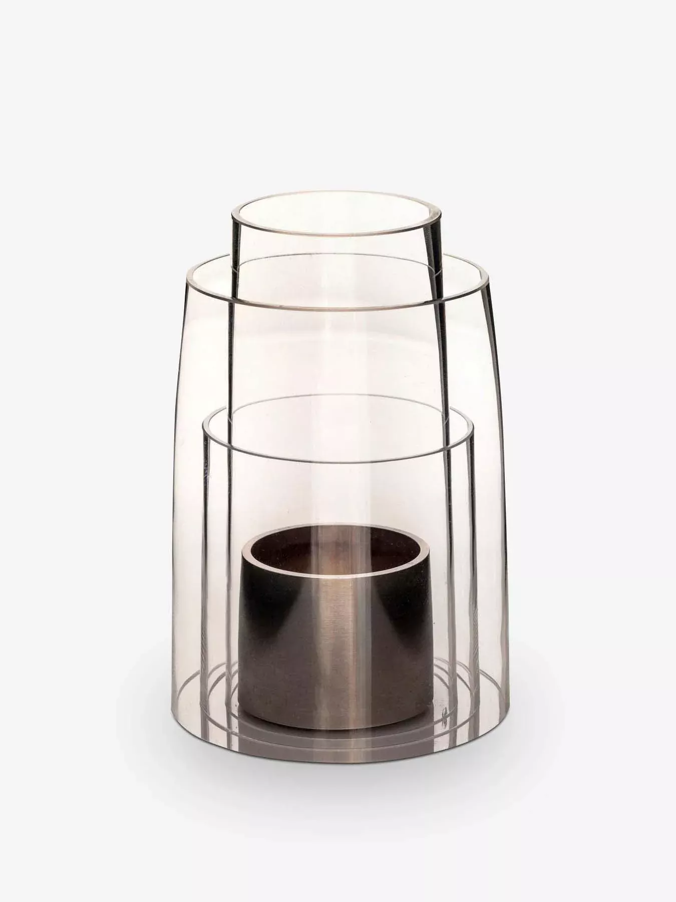 Large Hurricane Lantern with Brushed Sterling Silver Candle Holder