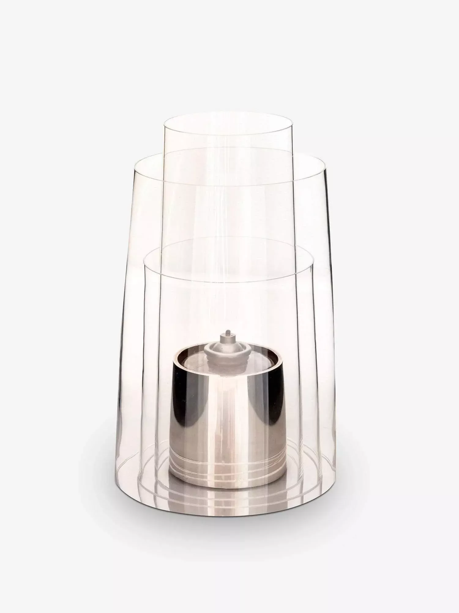 Large Hurricane Lantern with Polished Sterling Silver Candle Holder