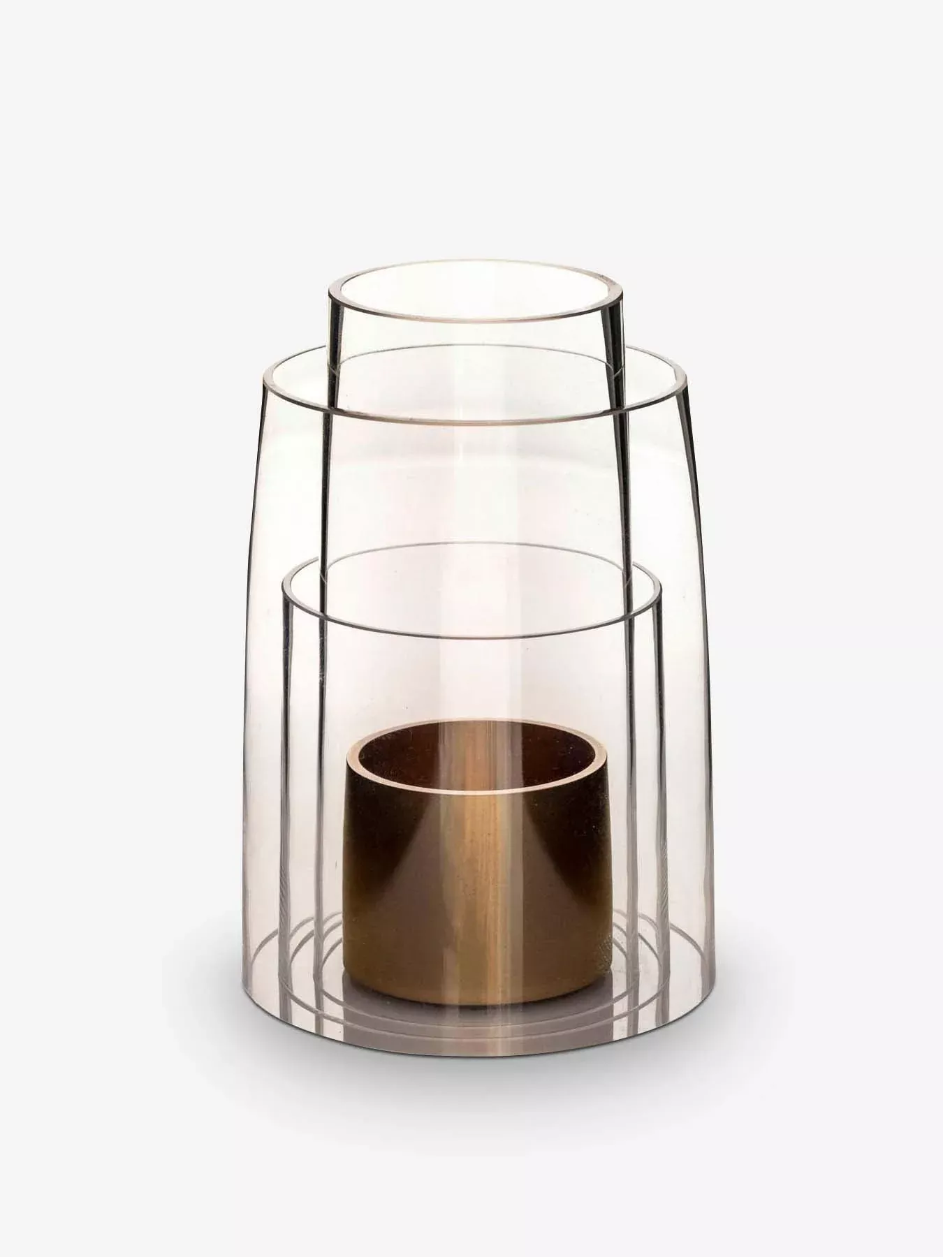 Large Hurricane Lantern with Satin 24k Gold Candle Holder