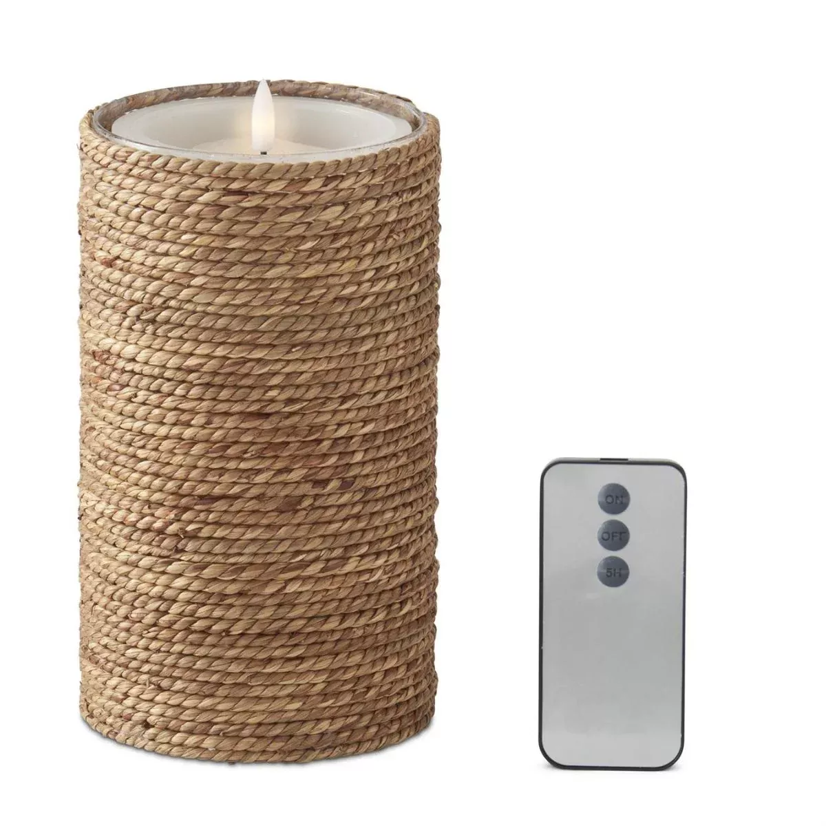 LED Glass Candle with Jute Slip Cover