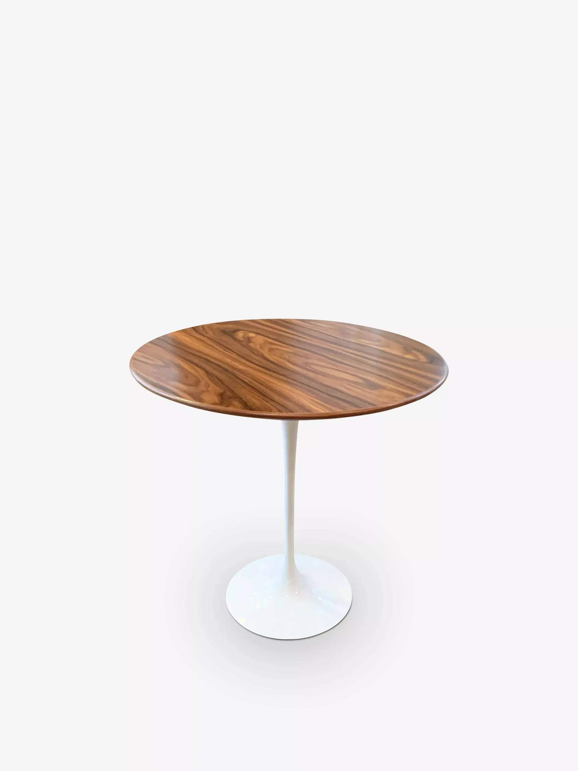 Low Eero Saarinen Round Table with Rosewood Top & White Base