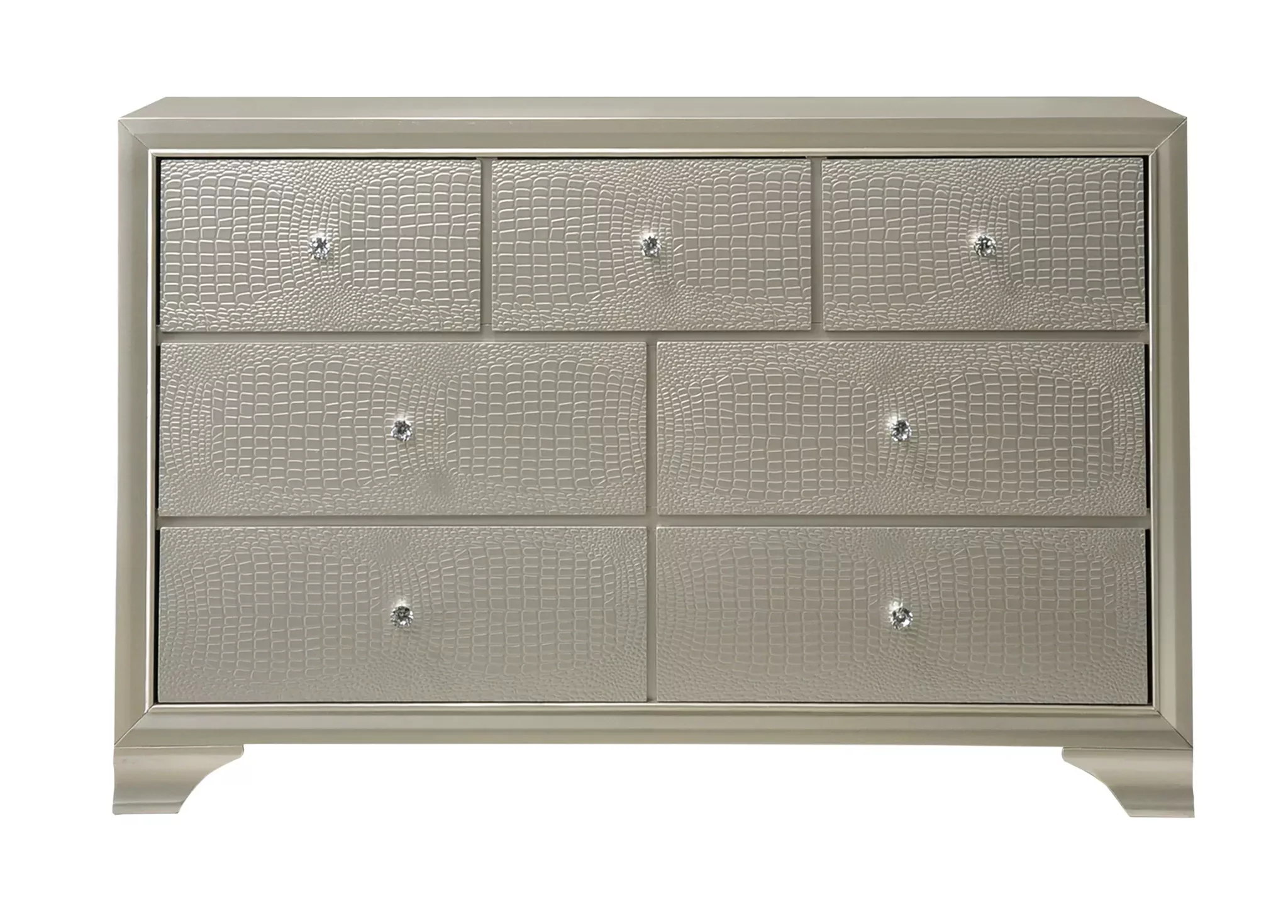 Lyssa 6 Drawer Dresser In Embossed Crocodile Pattern