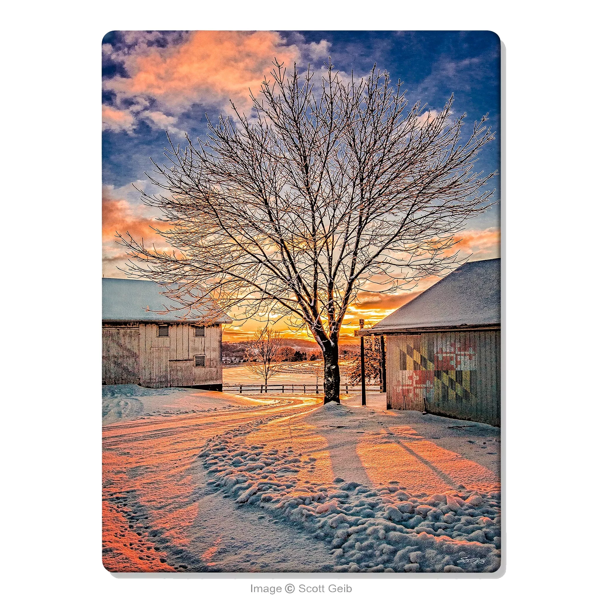 Maryland Flag Barn Solstice Glass Cutting Board