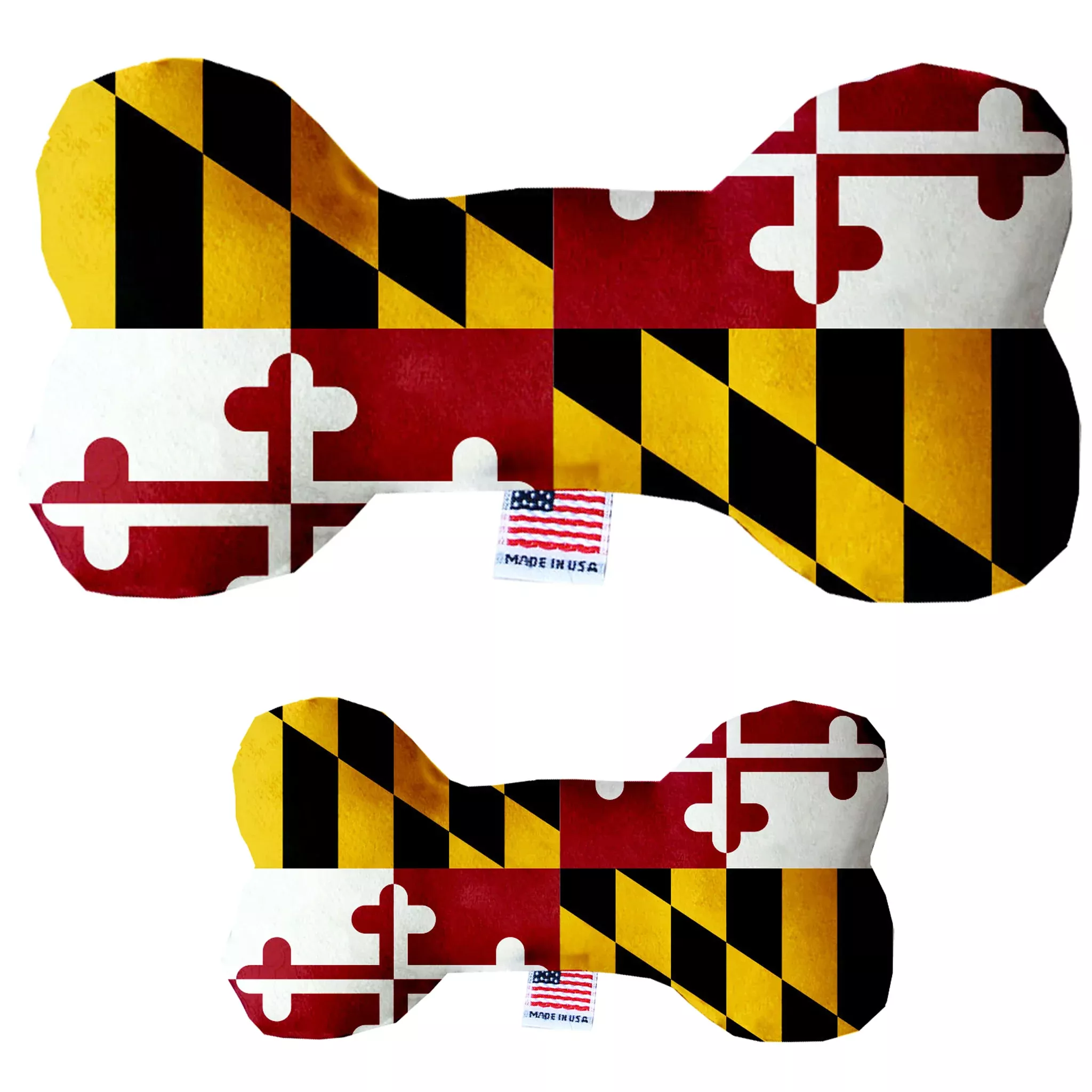 Maryland Flag Bone Plush Dog Toy - Two Sizes