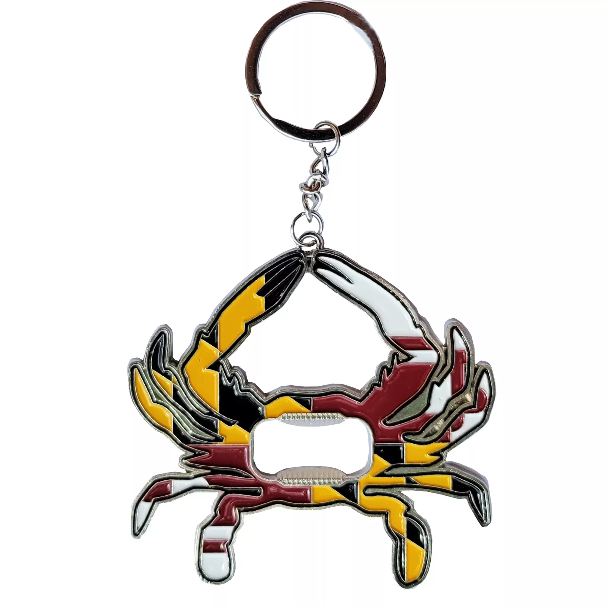 Maryland Flag Crab Bottle Opener Key Ring (Claws Up)
