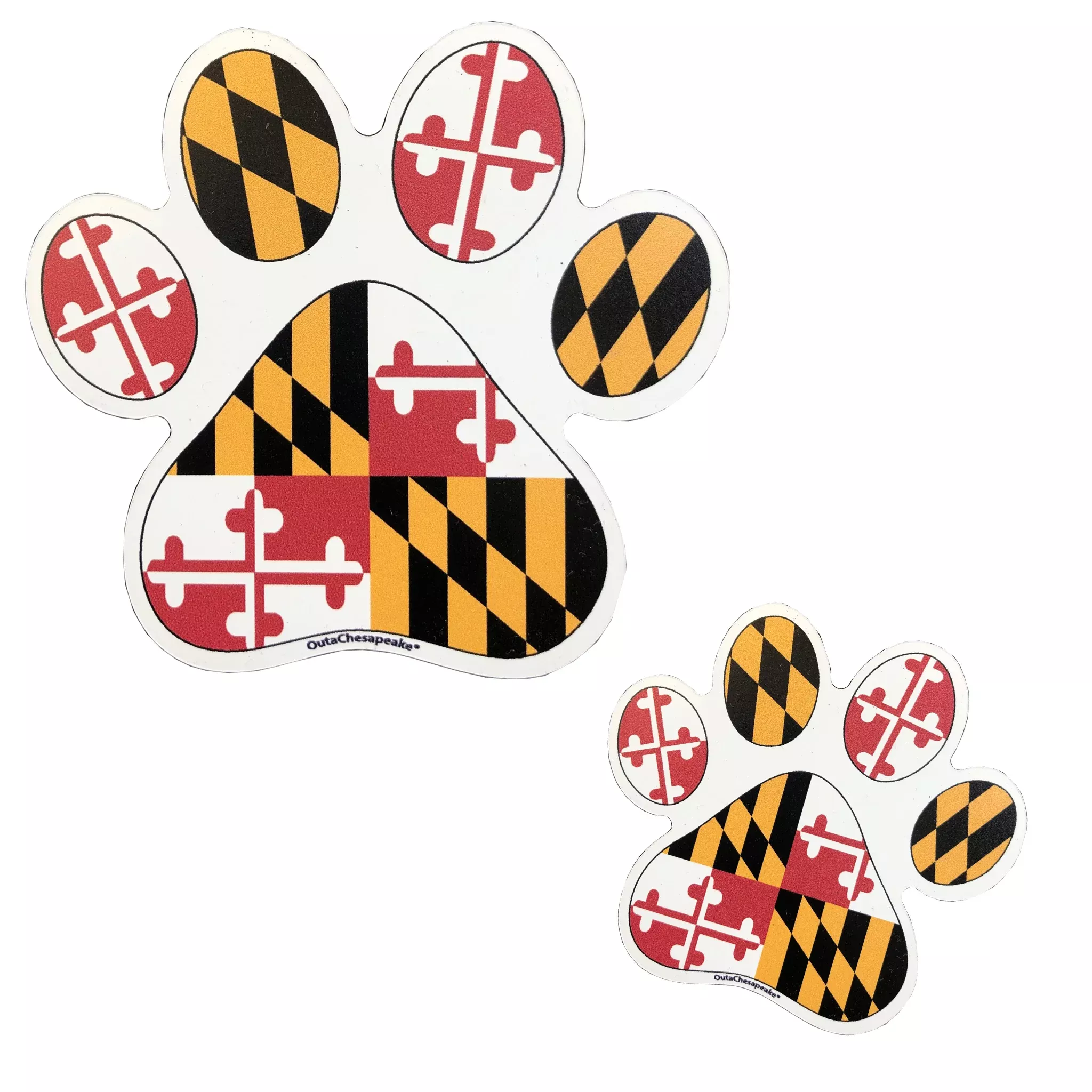 Maryland Flag Dog Paw Print Magnet - Two Sizes