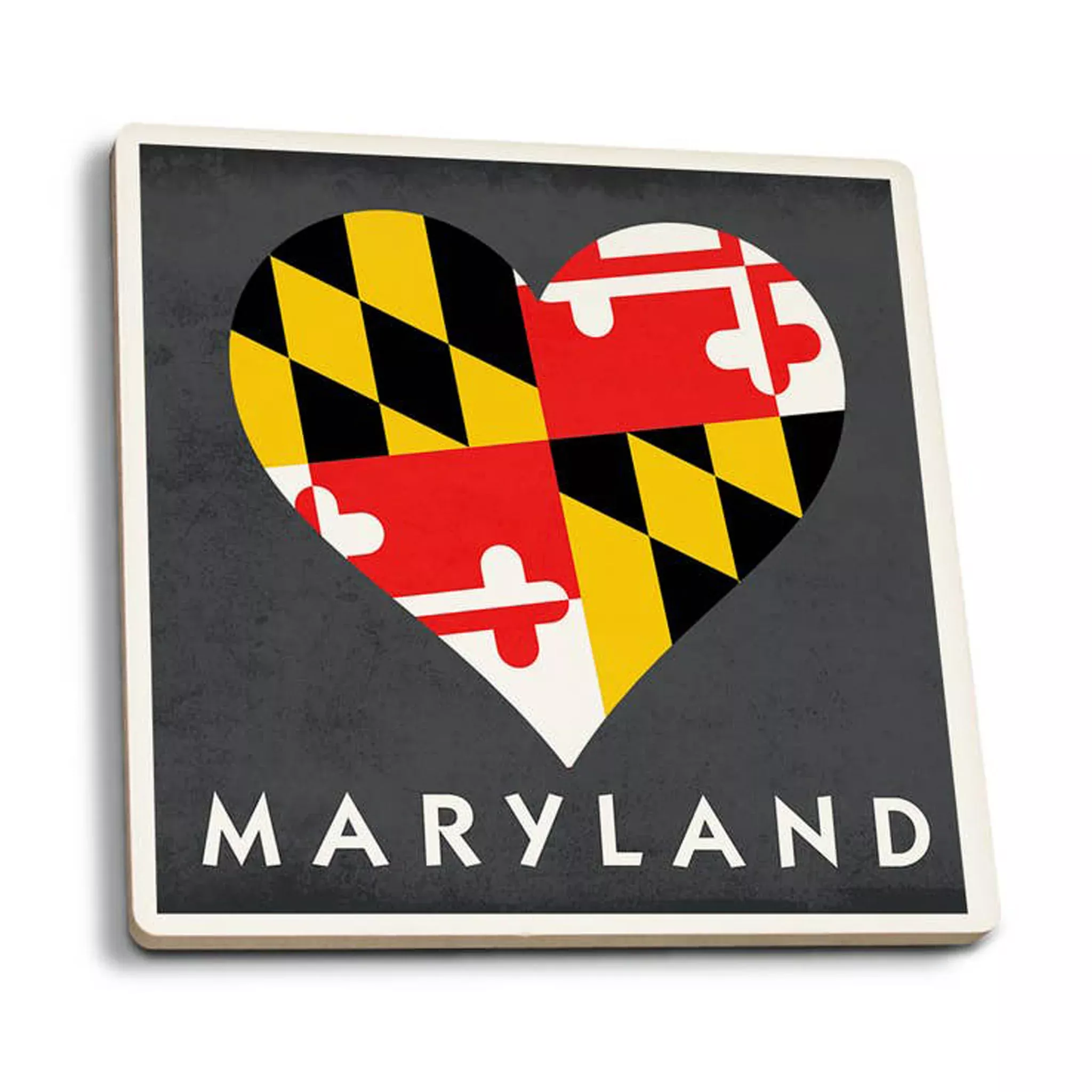 Maryland Flag Heart Ceramic Drink Coaster