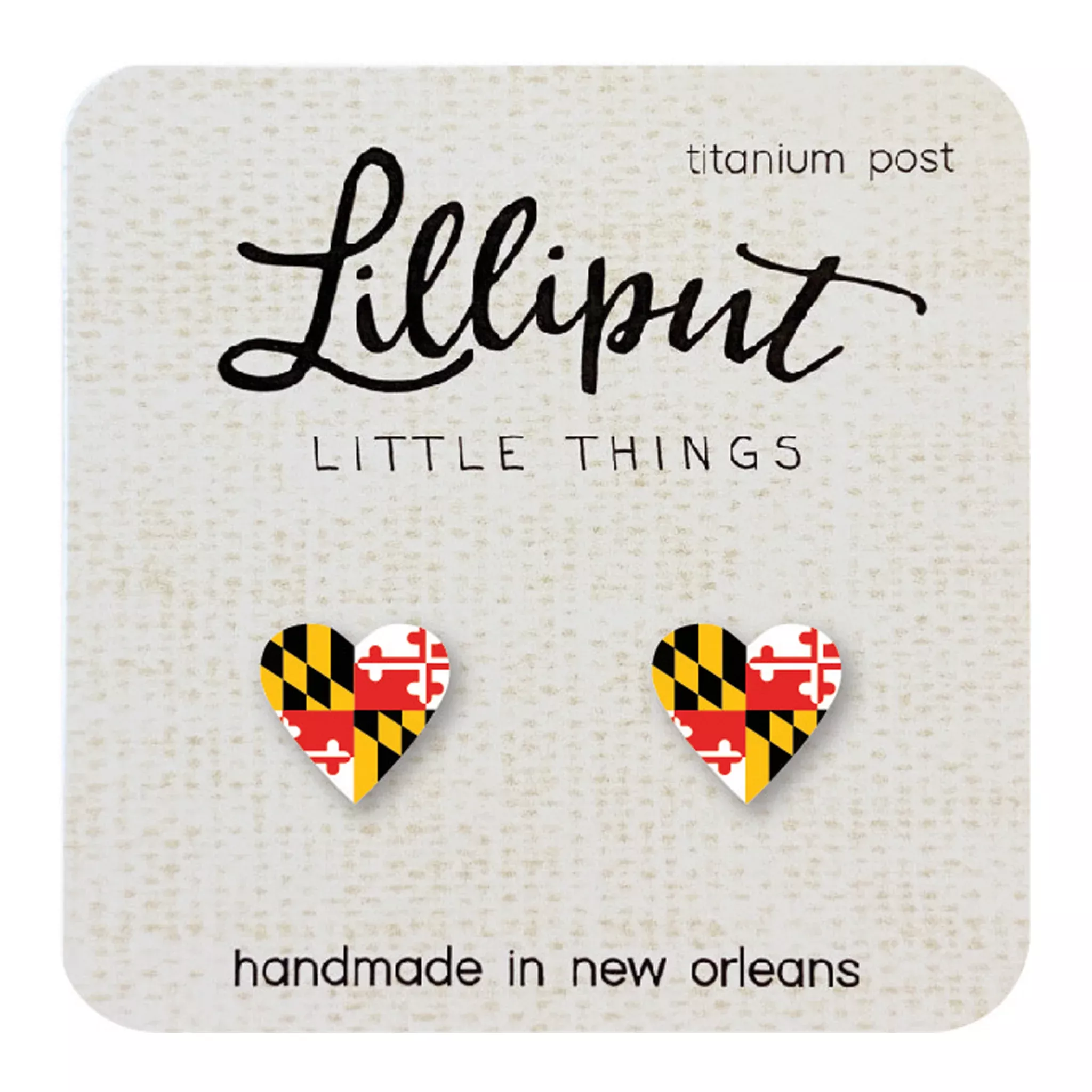 Maryland Flag Heart Post Earrings