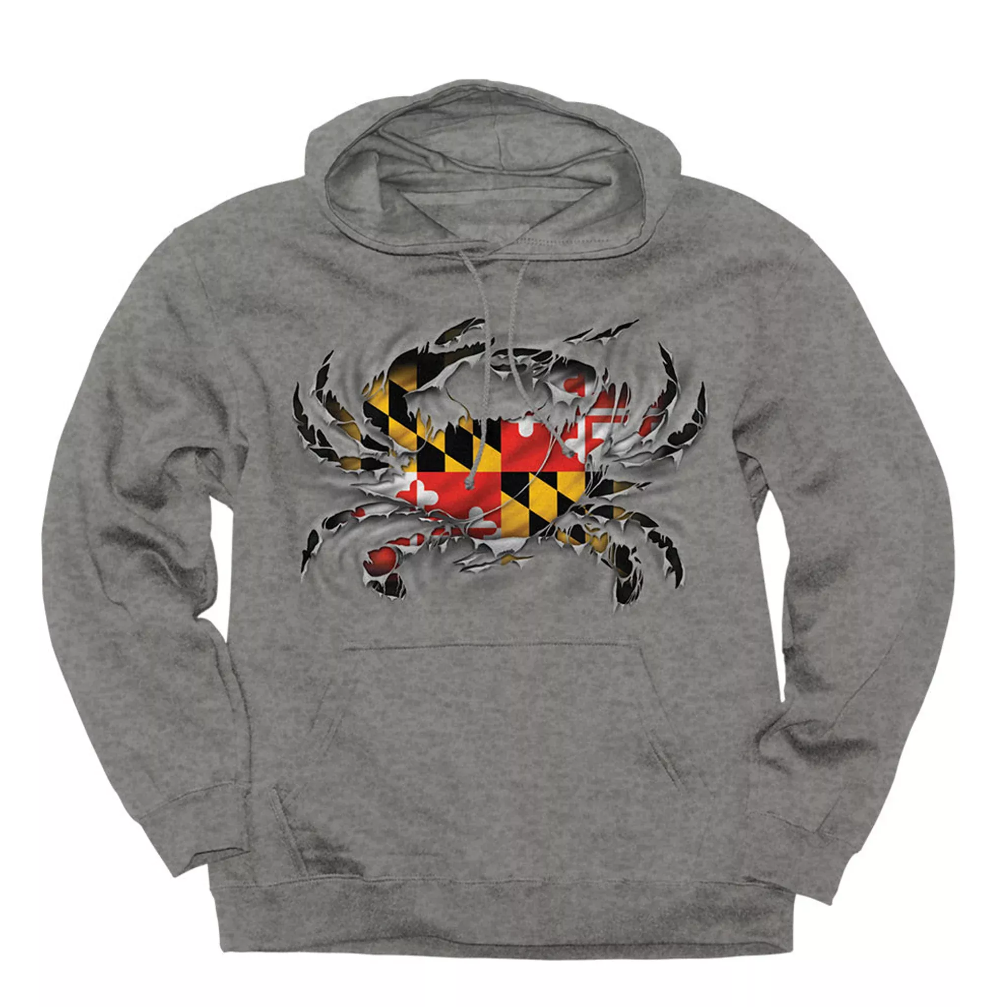 Maryland Flag Ripped Crab Hoodie Sweatshirt
