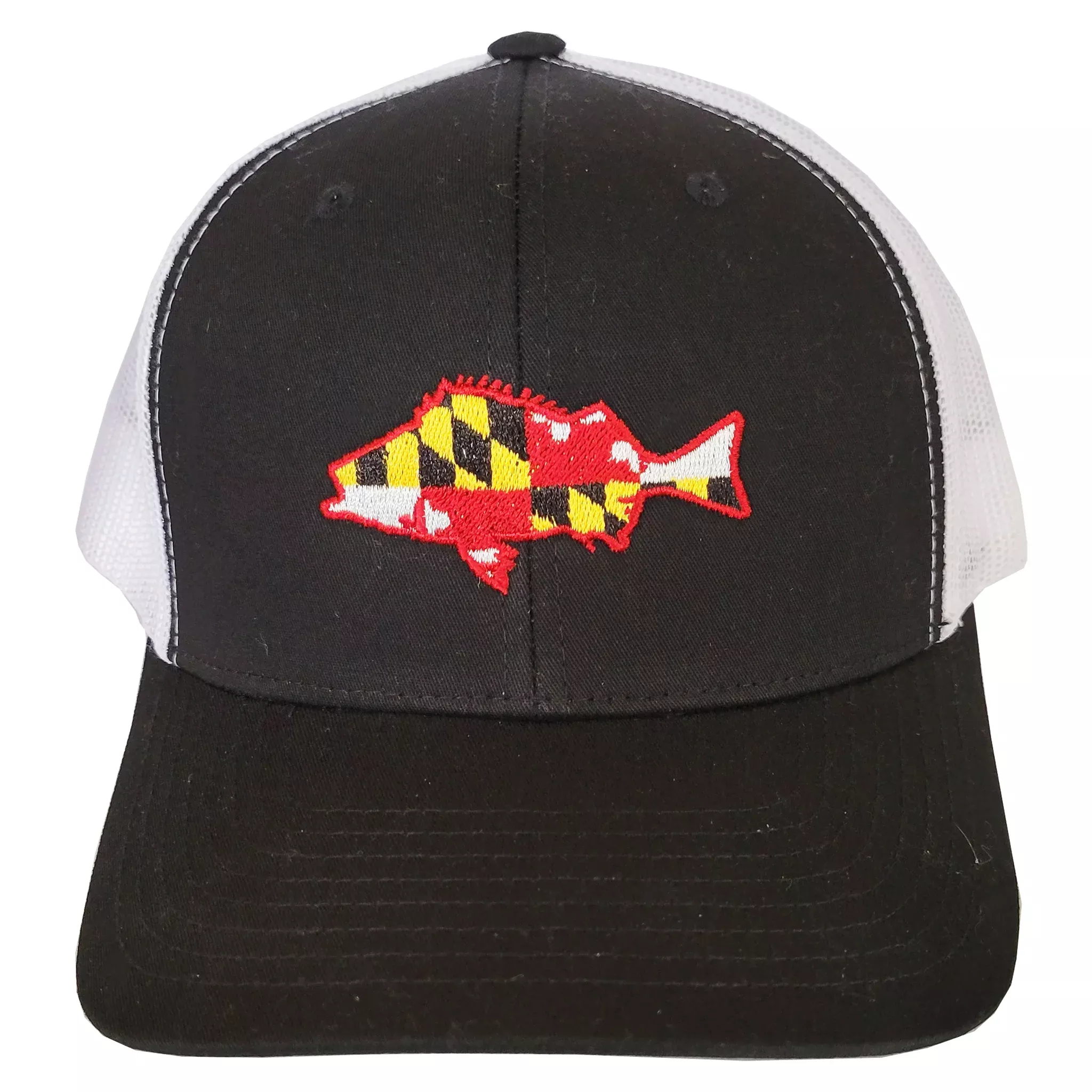 Maryland Flag Rockfish Black & White Trucker Hat