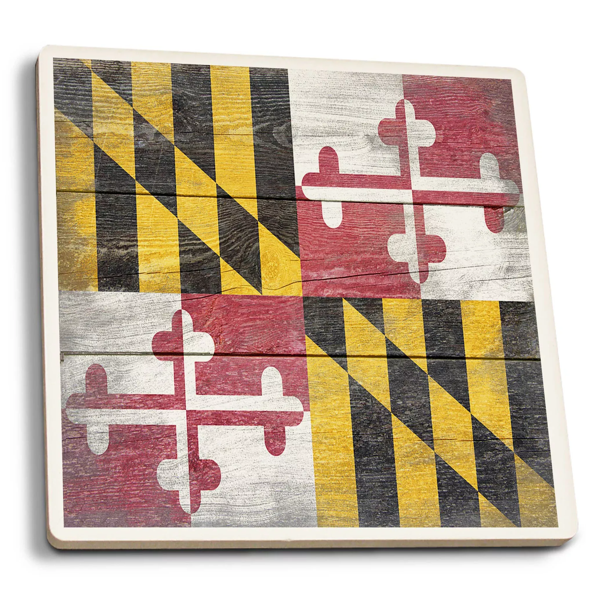 Maryland Rustic Flag Ceramic Drink Coaster