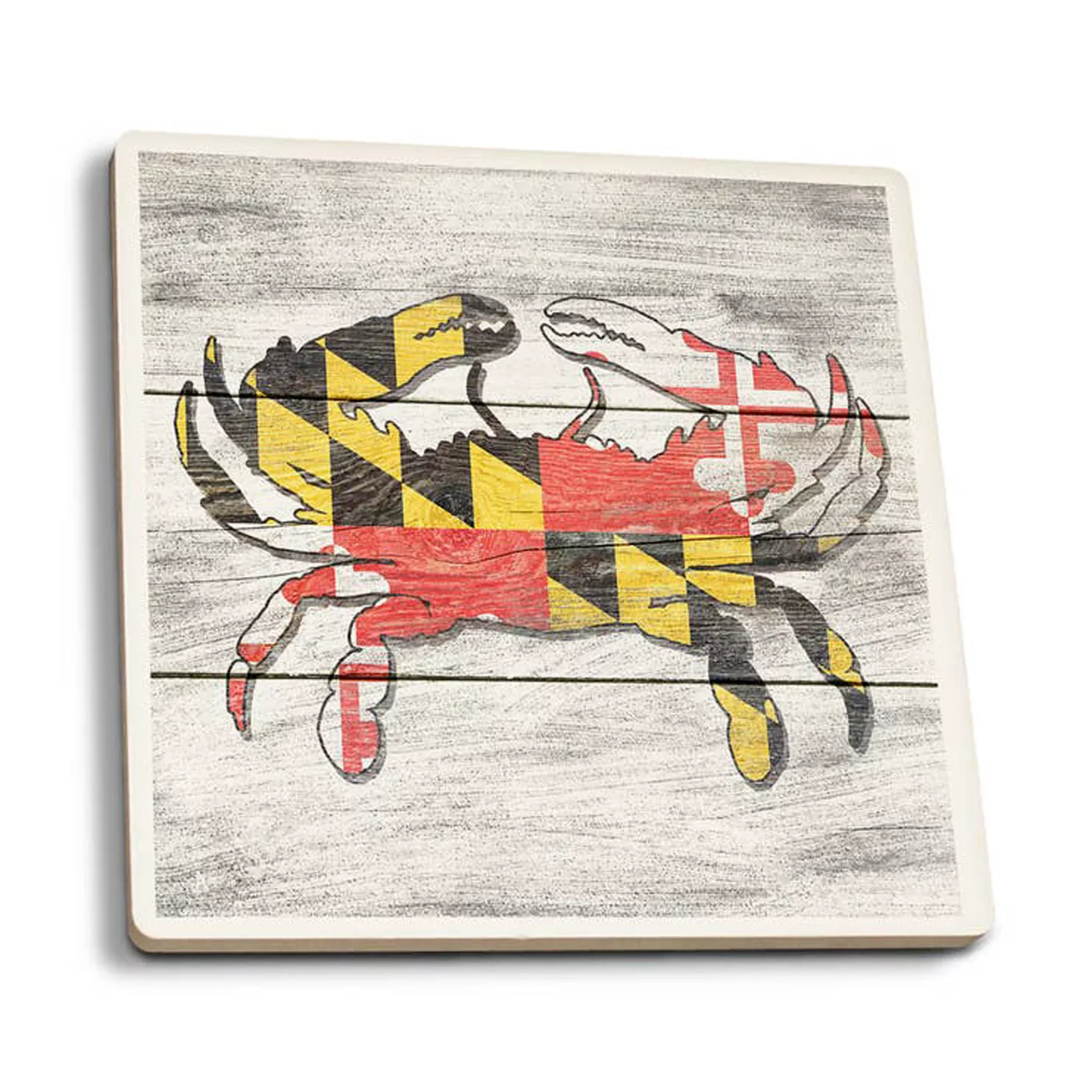 Maryland Rustic Flag Crab Ceramic Drink Coaster
