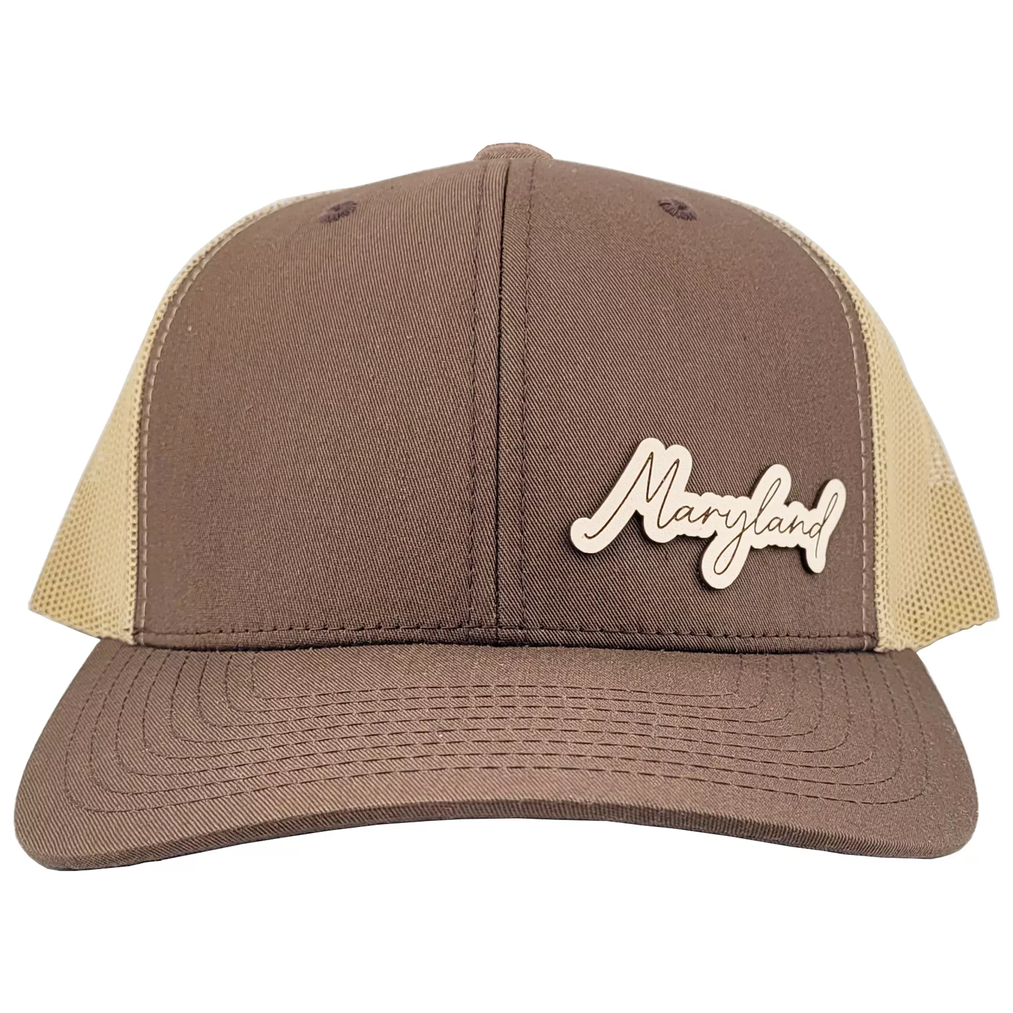 Maryland Script Leather Patch Snapback Hat - Assorted Colors