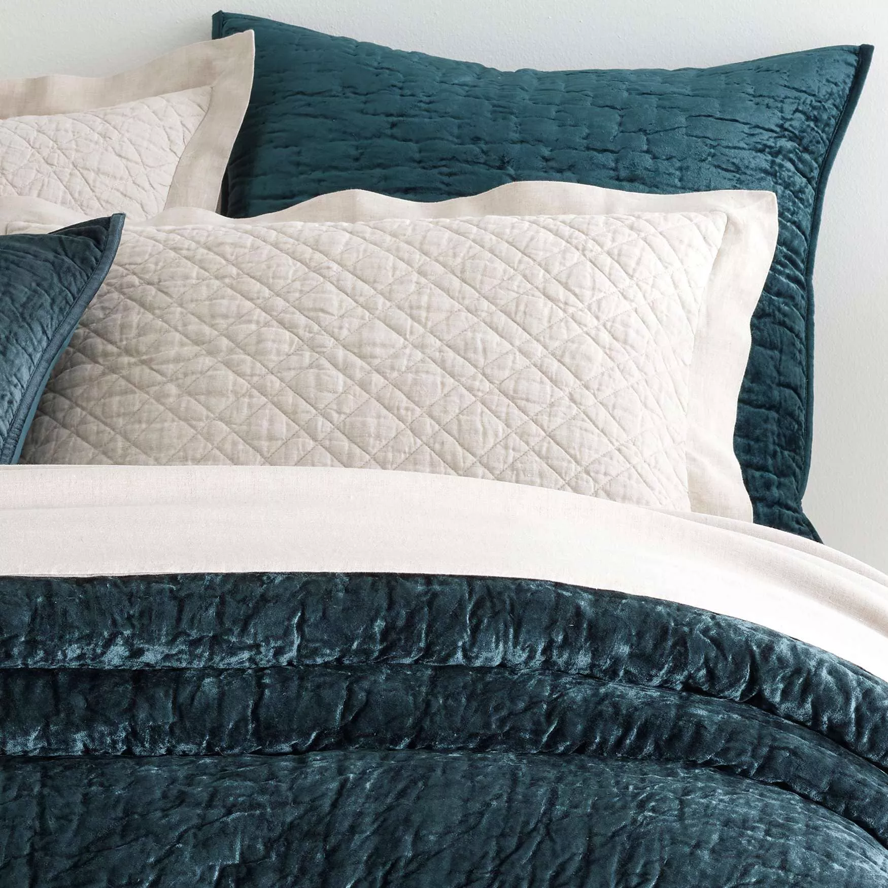 Matte Velvet Juniper Quilted Sham