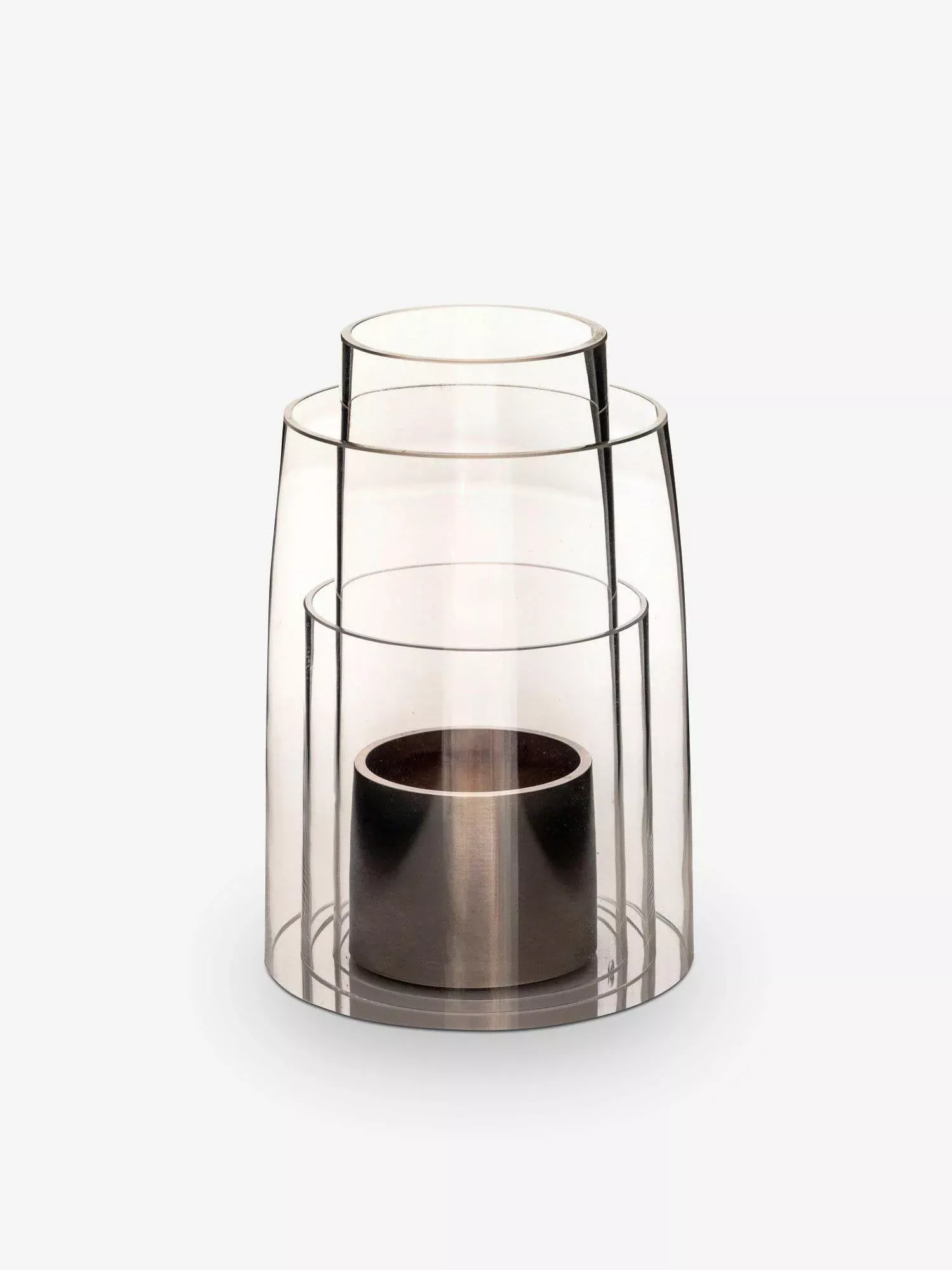Medium Hurricane Lantern with Brushed Sterling Silver Candle Holder