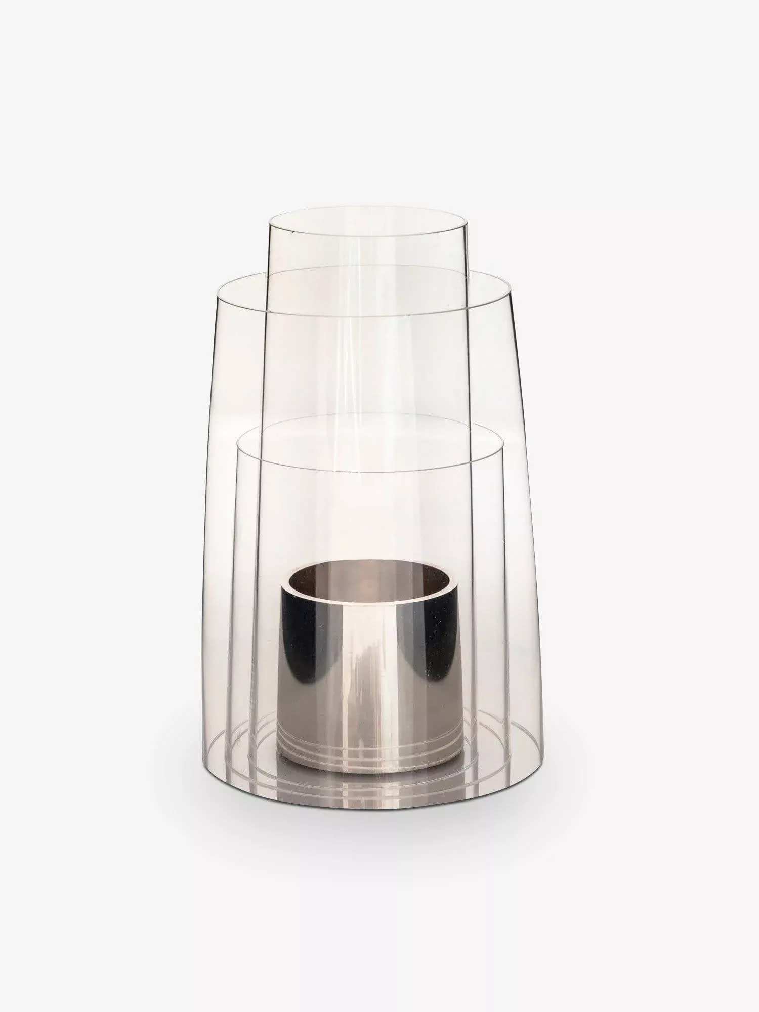 Medium Hurricane Lantern with Polished Sterling Silver Candle Holder