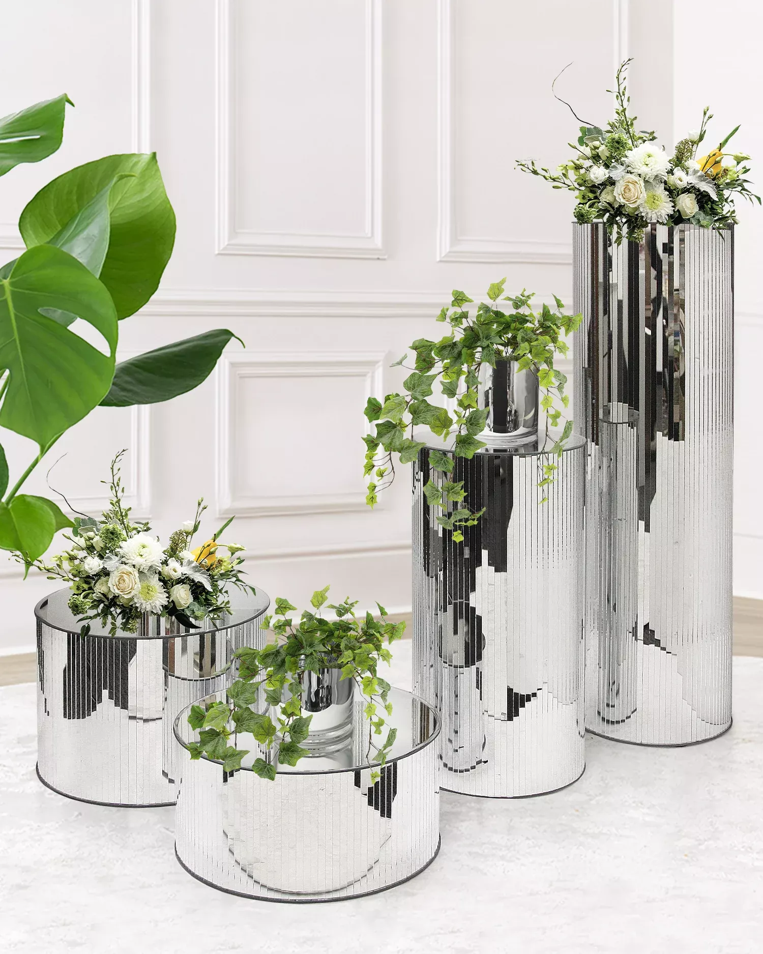 Mirrored Cylindrical Display Column/ Pedestal