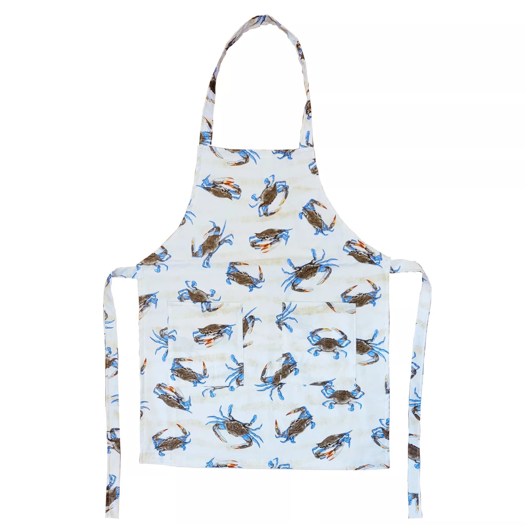 Natural Blue Crab Apron Full - Cream Background