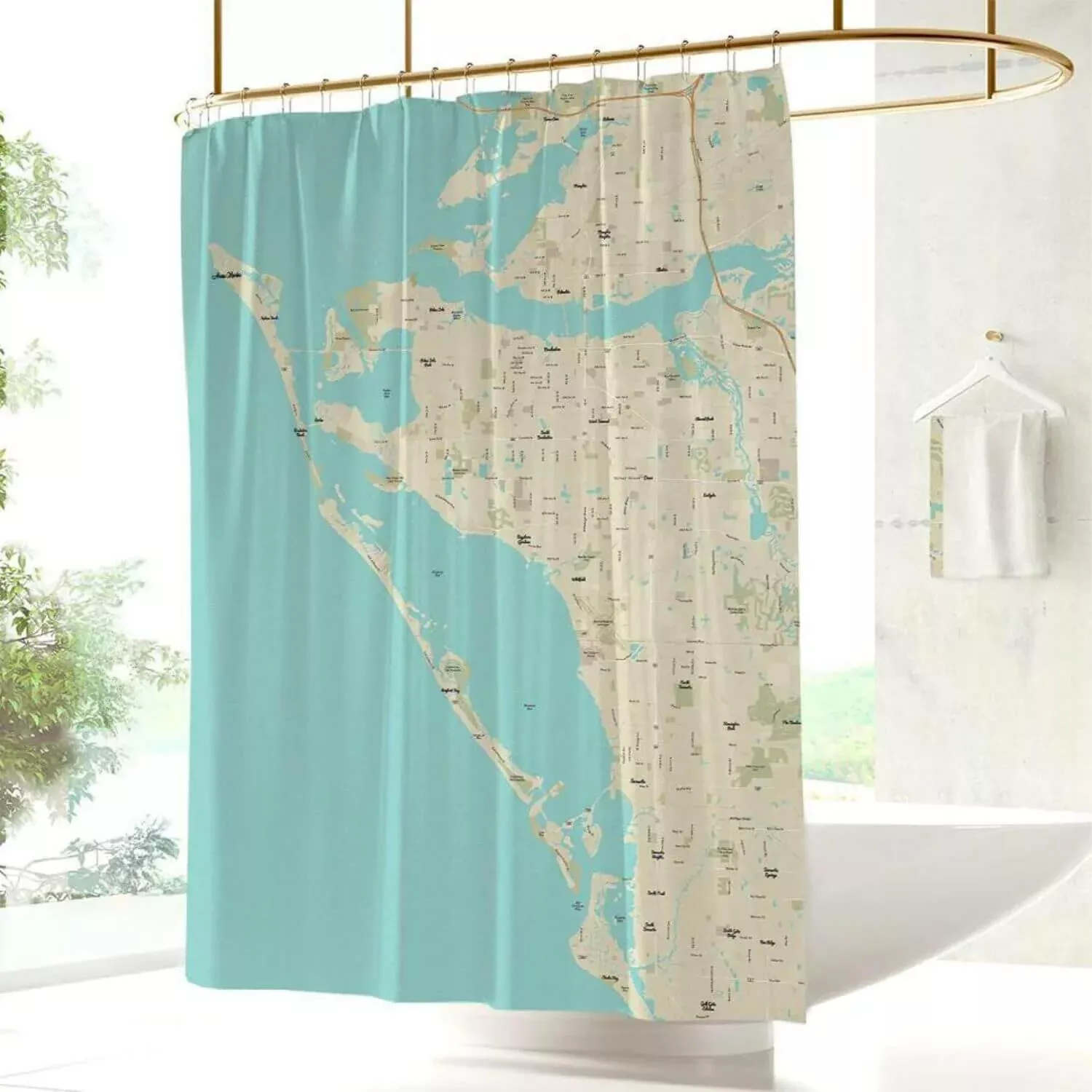 Nautical Chart Shower Curtains, Florida Coastal Maps
