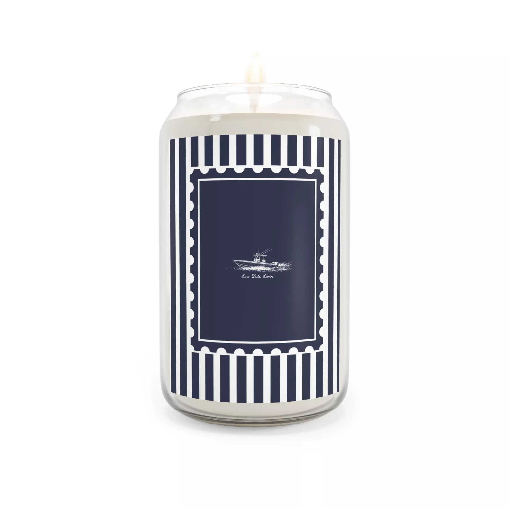 Navy Striped Frame Candle- 13.75 oz Vanilla Bean
