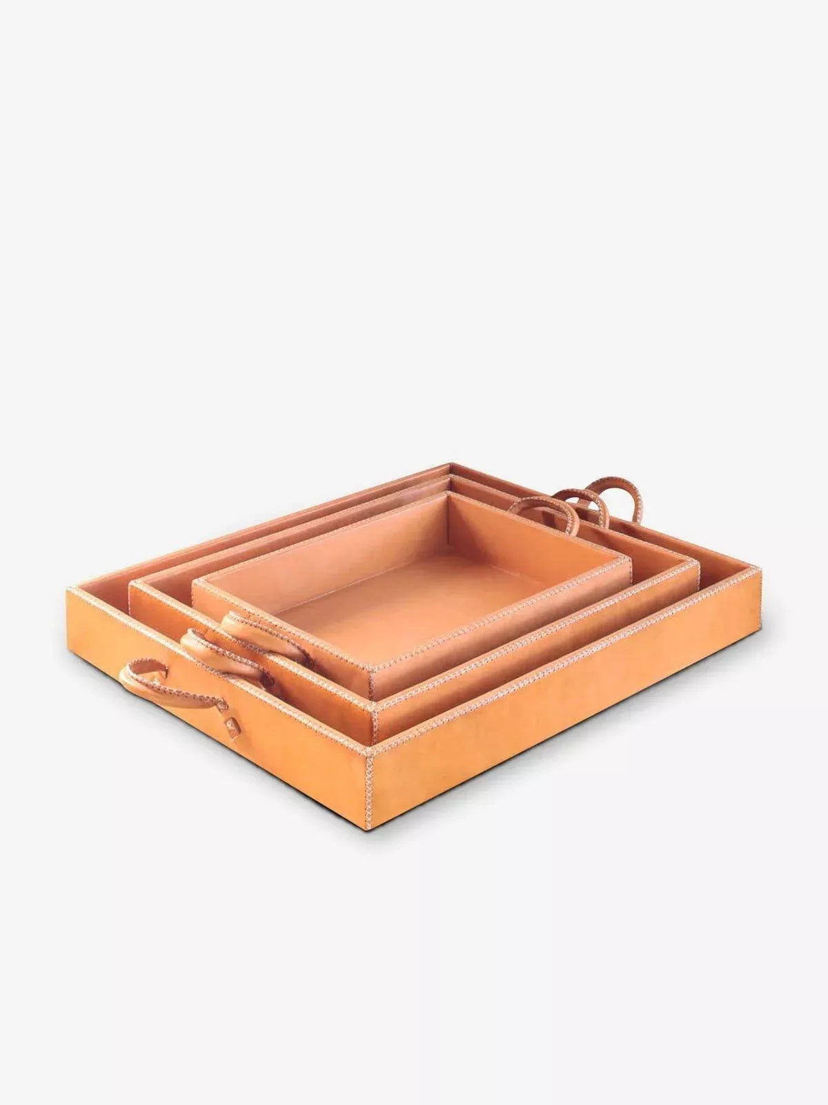 Nest of Three Leather Trays
