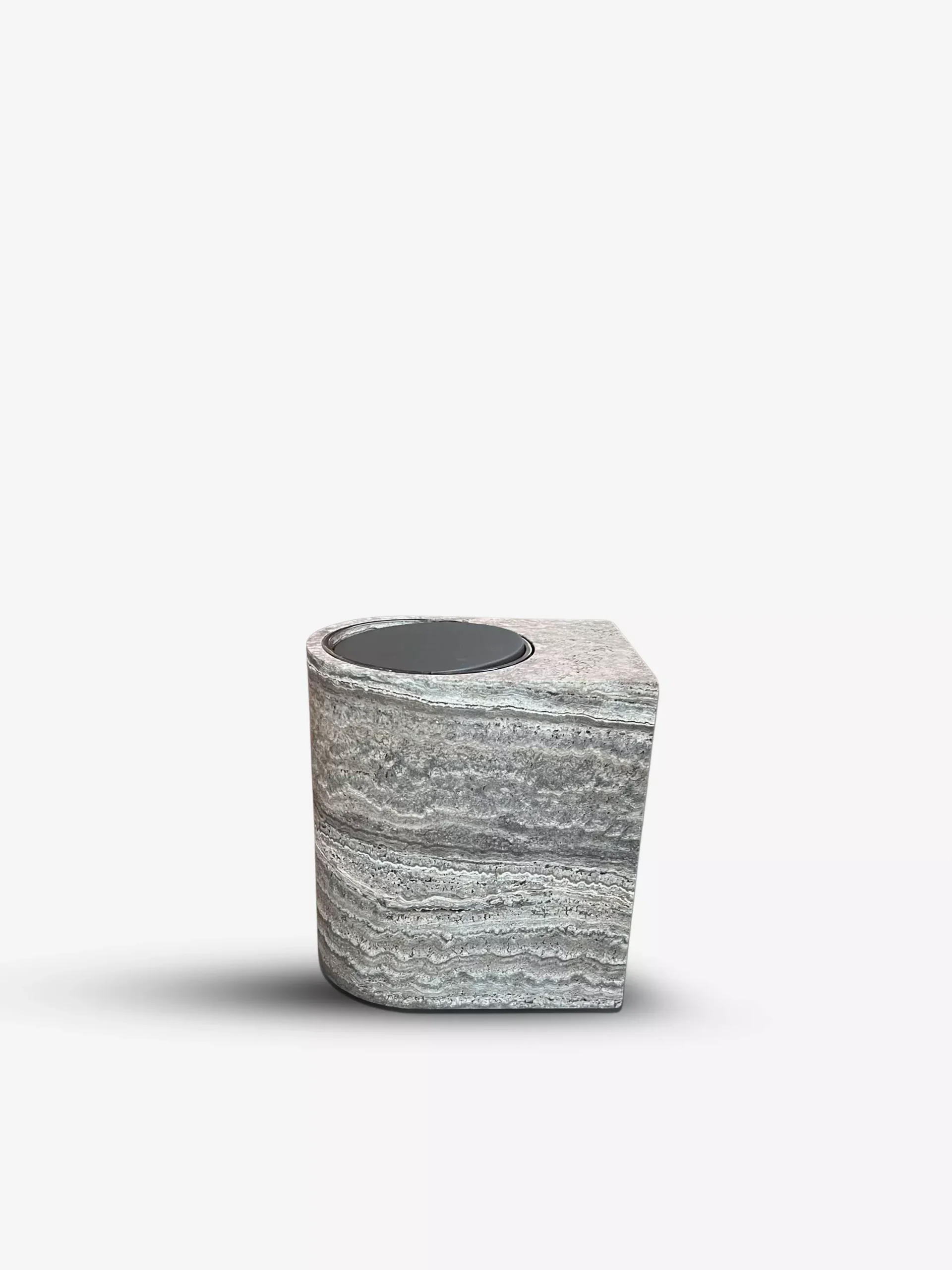 Nobble Marble Bin in Travertino Titanium