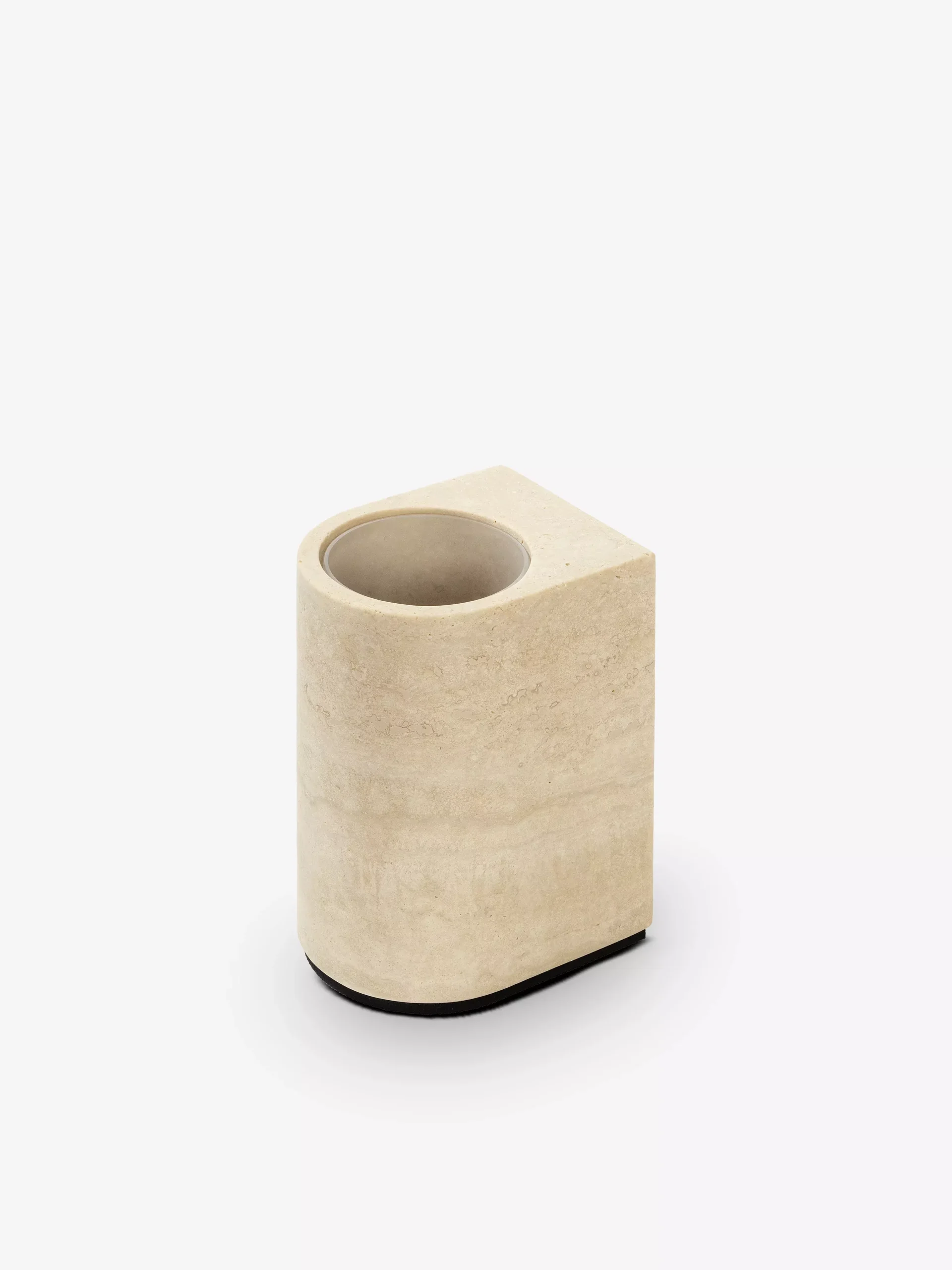 Nobble Marble Toothbrush Holder in Travertino Titanium