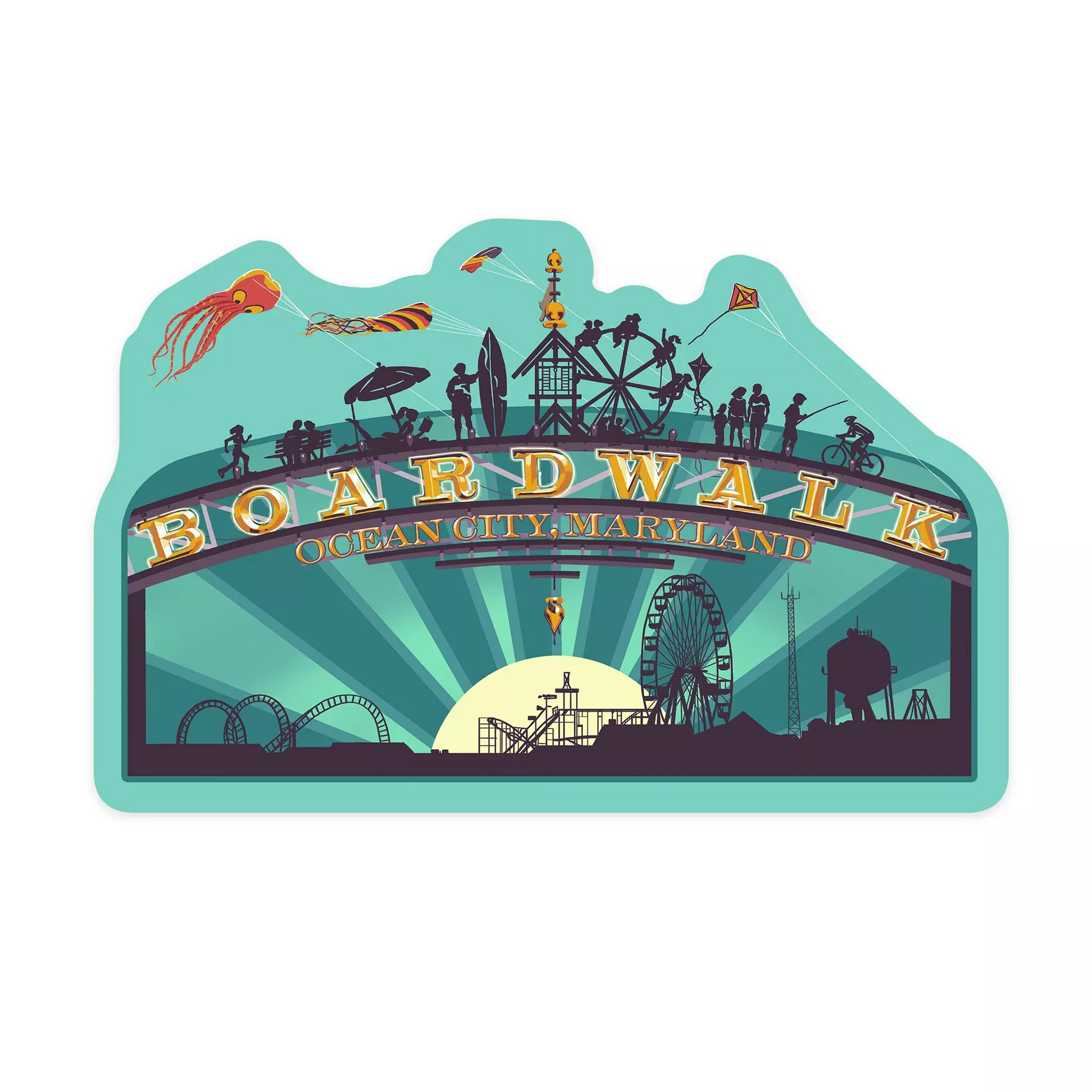 Ocean City Maryland Boardwalk Arch Sign Die-Cut Sticker