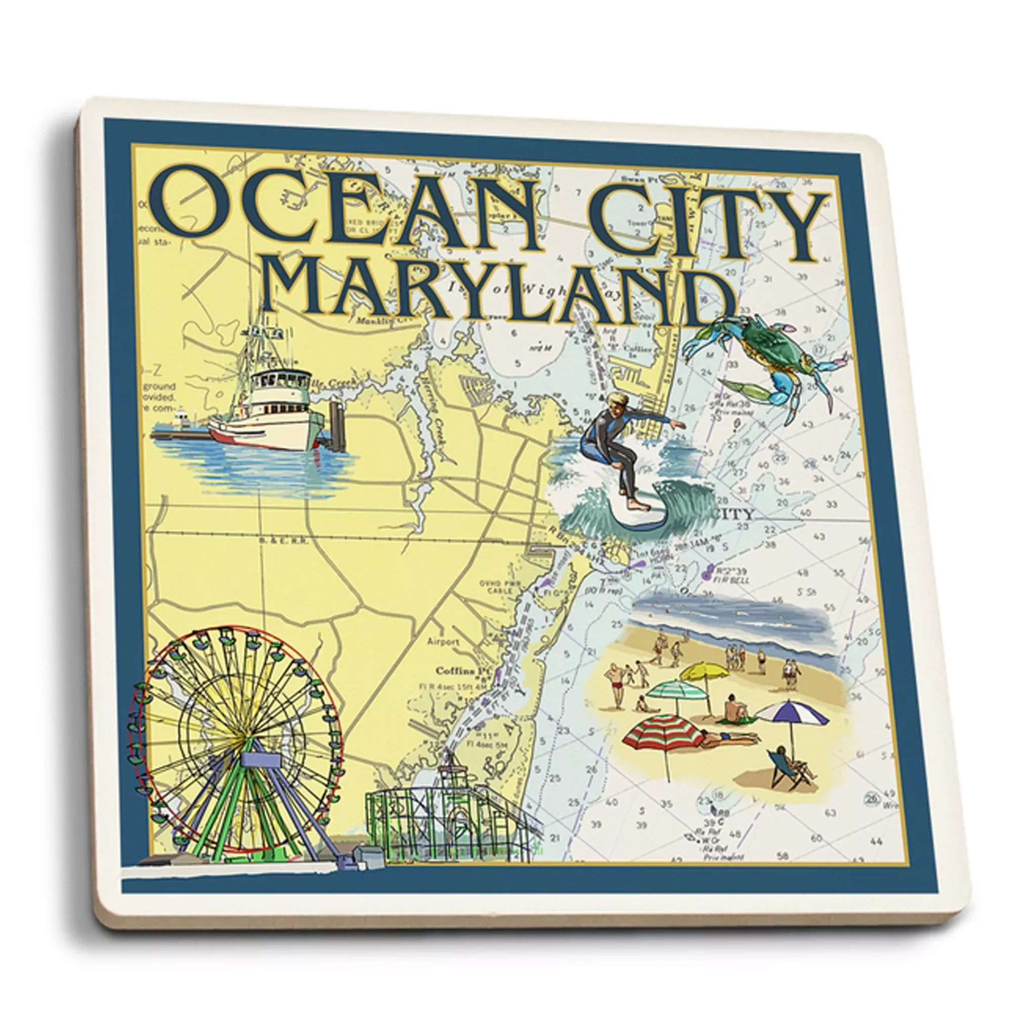 Ocean City Maryland Ceramic Drink Coaster