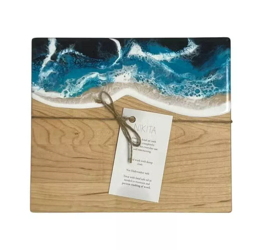 Ocean Wave Resin Cheese Board, 8” x 7”