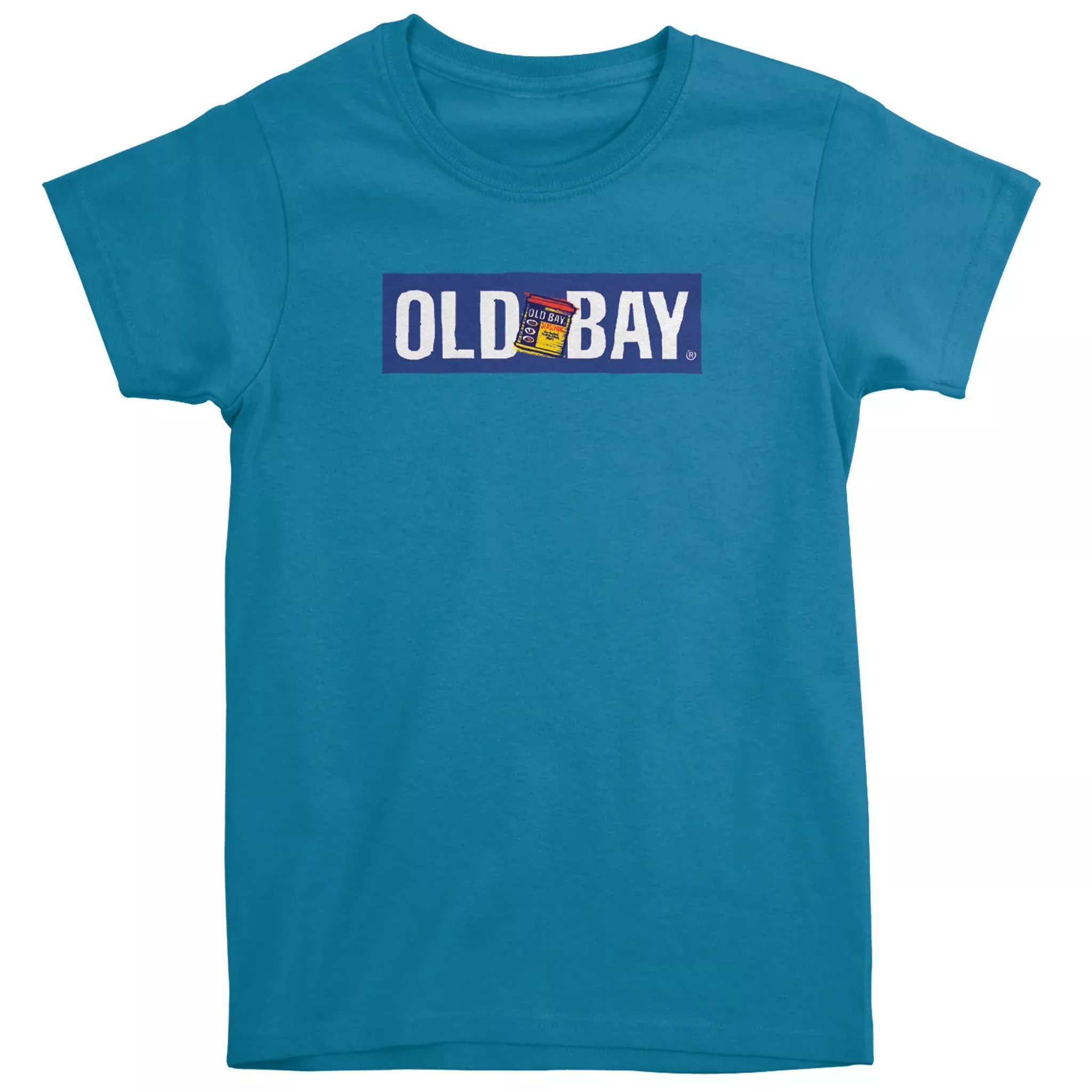 Old Bay Seasoning Distressed Can Ladies Blue T-Shirt