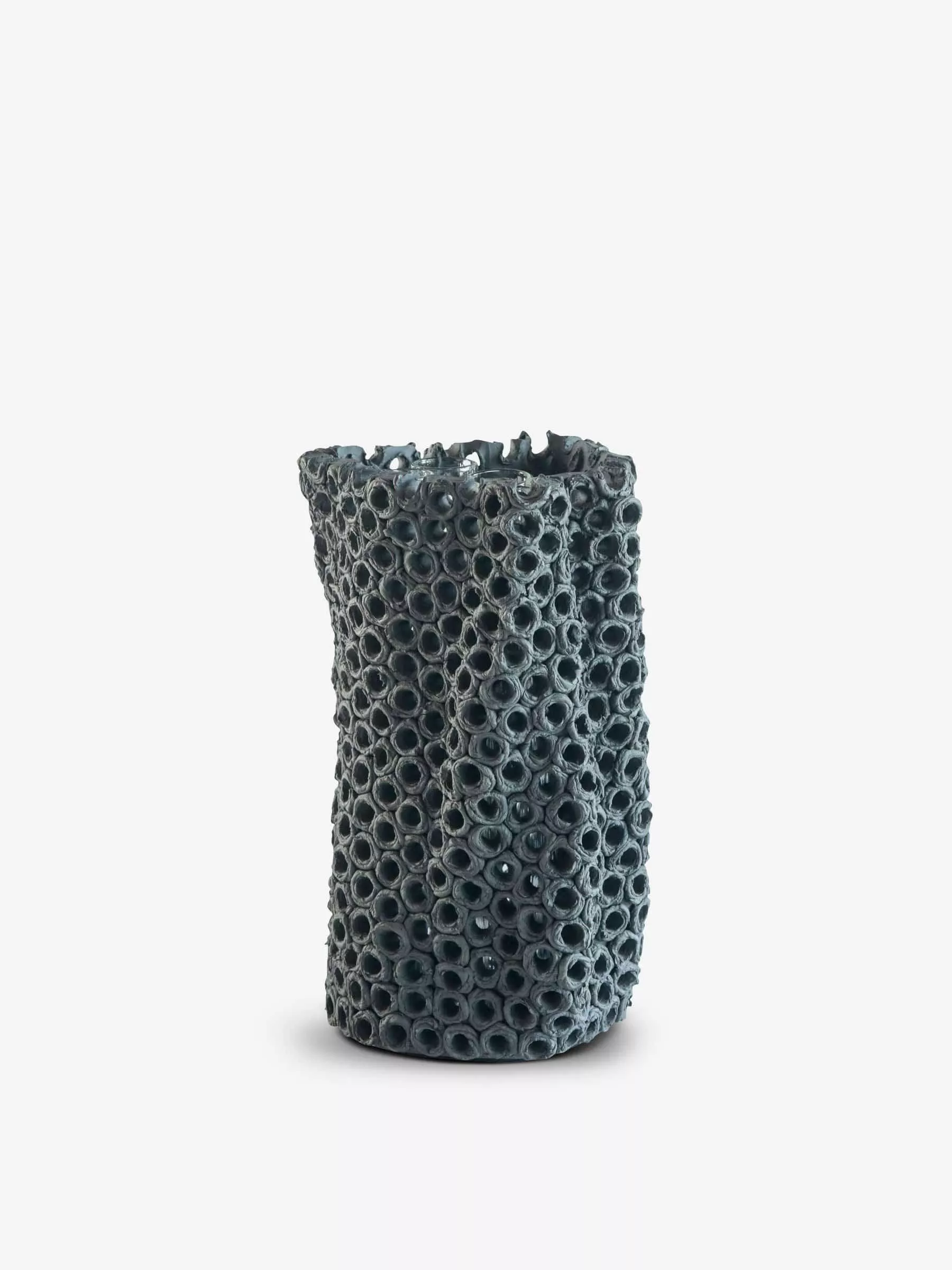 Organic Form Pierced Vase in Black