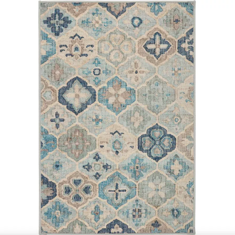 Pali Blue Machine Washable Rug