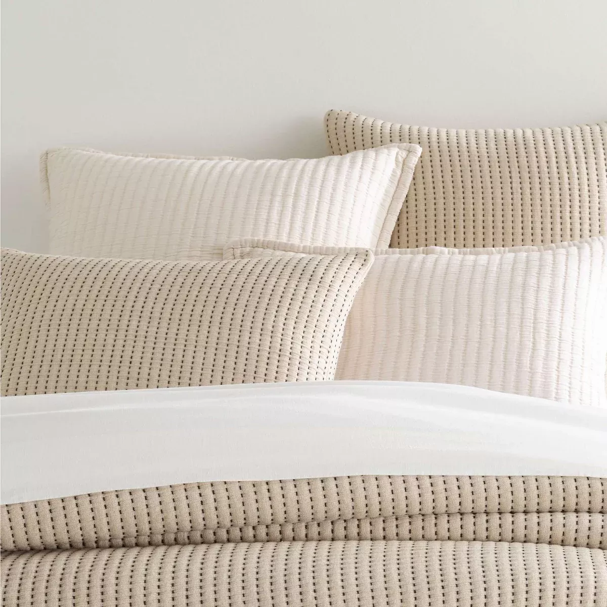 Pick Stitch Natural Matelasse Sham