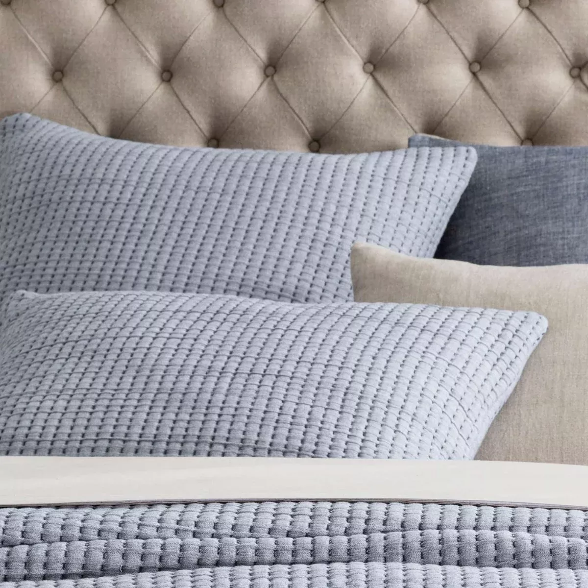 Pick Stitch Navy Matelasse Sham