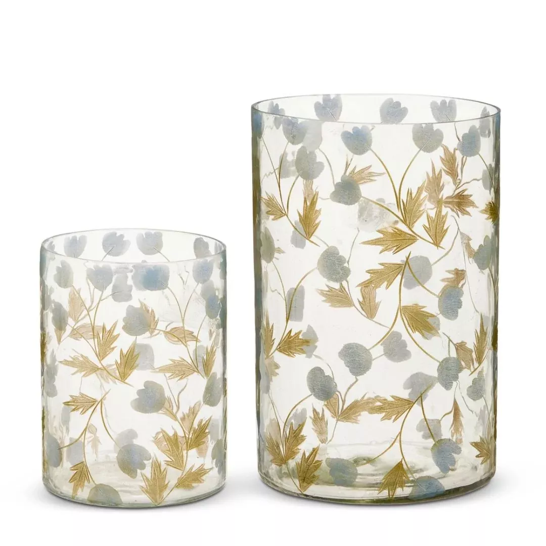 Pressed Delphinium Glass Vase