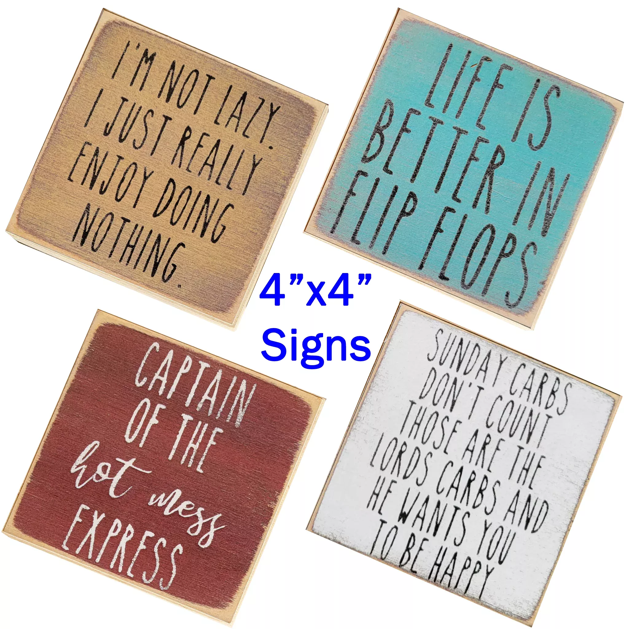 Print Block Sign 4"x4" Assorted Designs