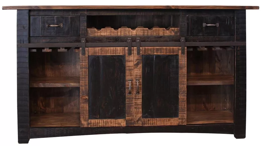 Pueblo Black 2 Drawers, 2 Shelves and 2 Doors Bar