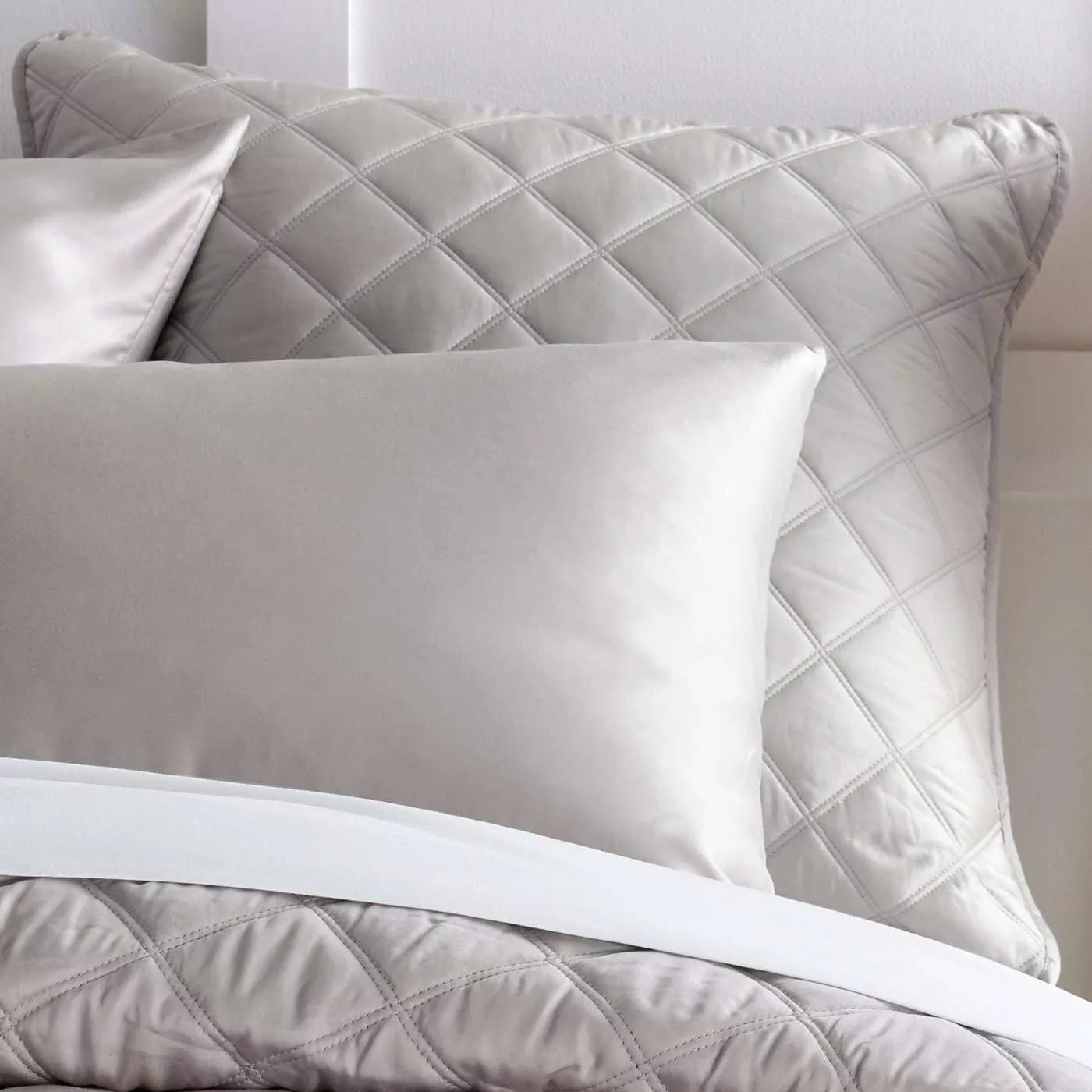 Quilted Silken Solid Grey Sham