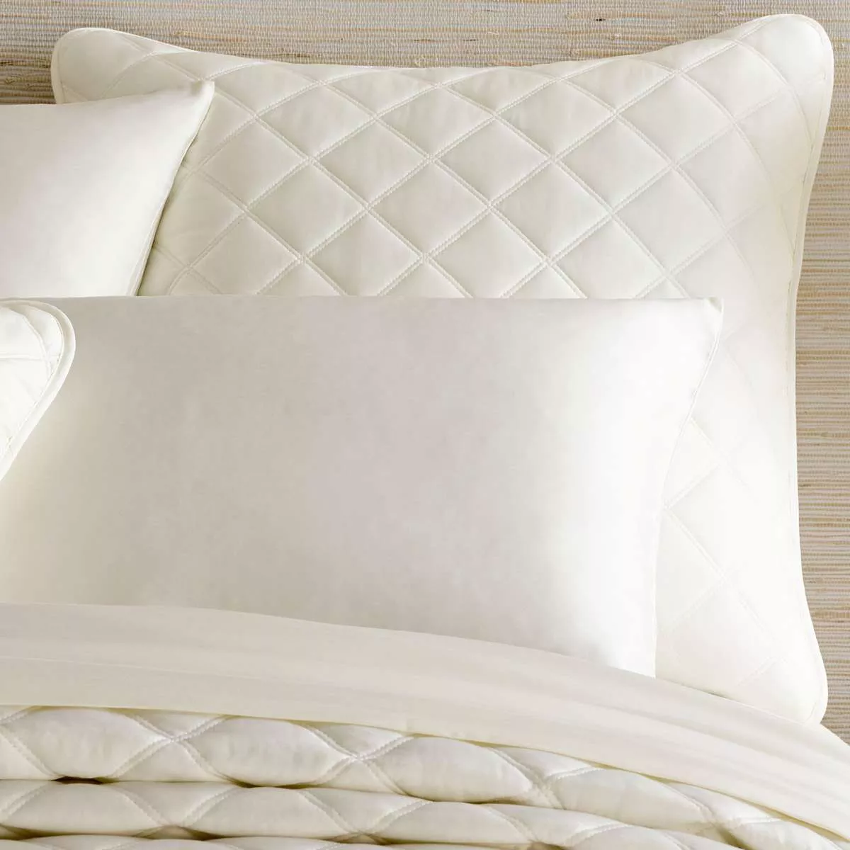 Quilted Silken Solid Ivory Sham