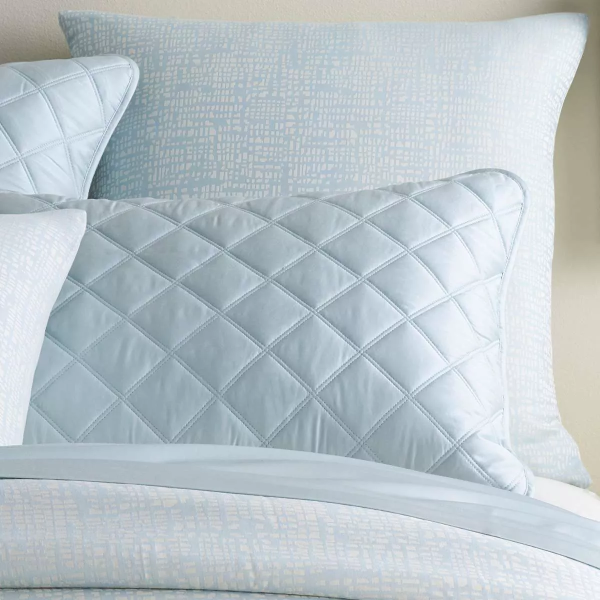 Quilted Silken Solid Robin's Egg Blue Sham