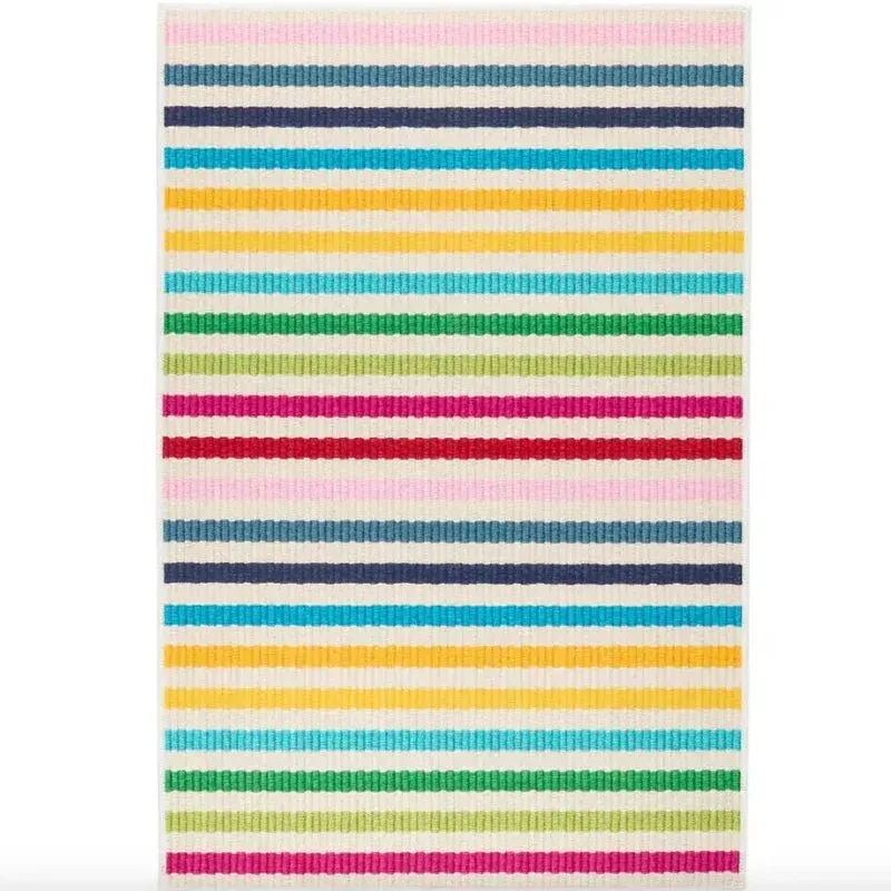 Rainbow Stripe Multi Machine Washable Rug