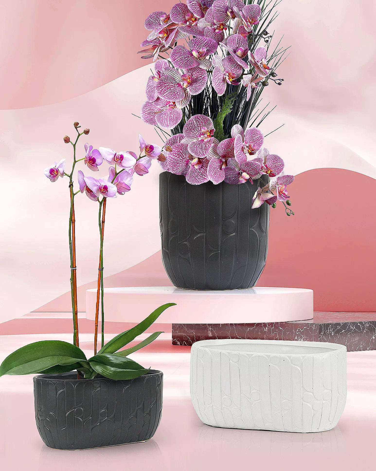 Ridged Ceramic Pot