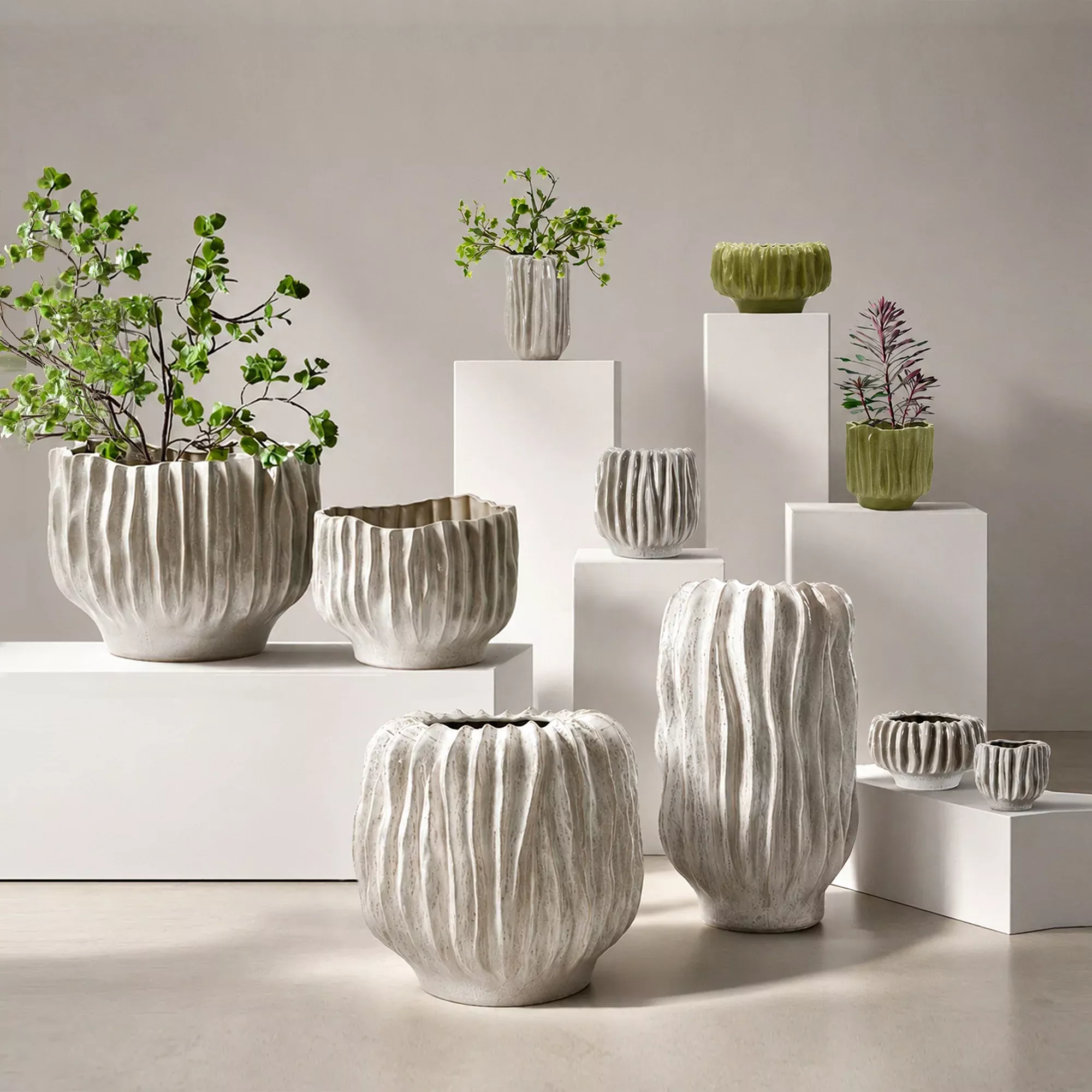Rippled Haven Pot/ Planter