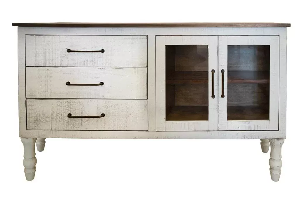 Rock Valley 3 Drawer and 2 Doors (White) Console w/ Turned Legs*