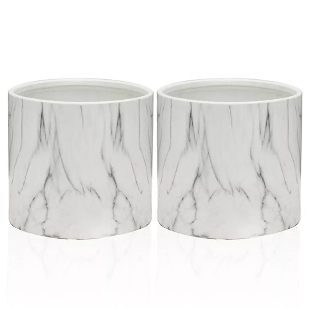 Round Indoor Ceramic Marble Pot
